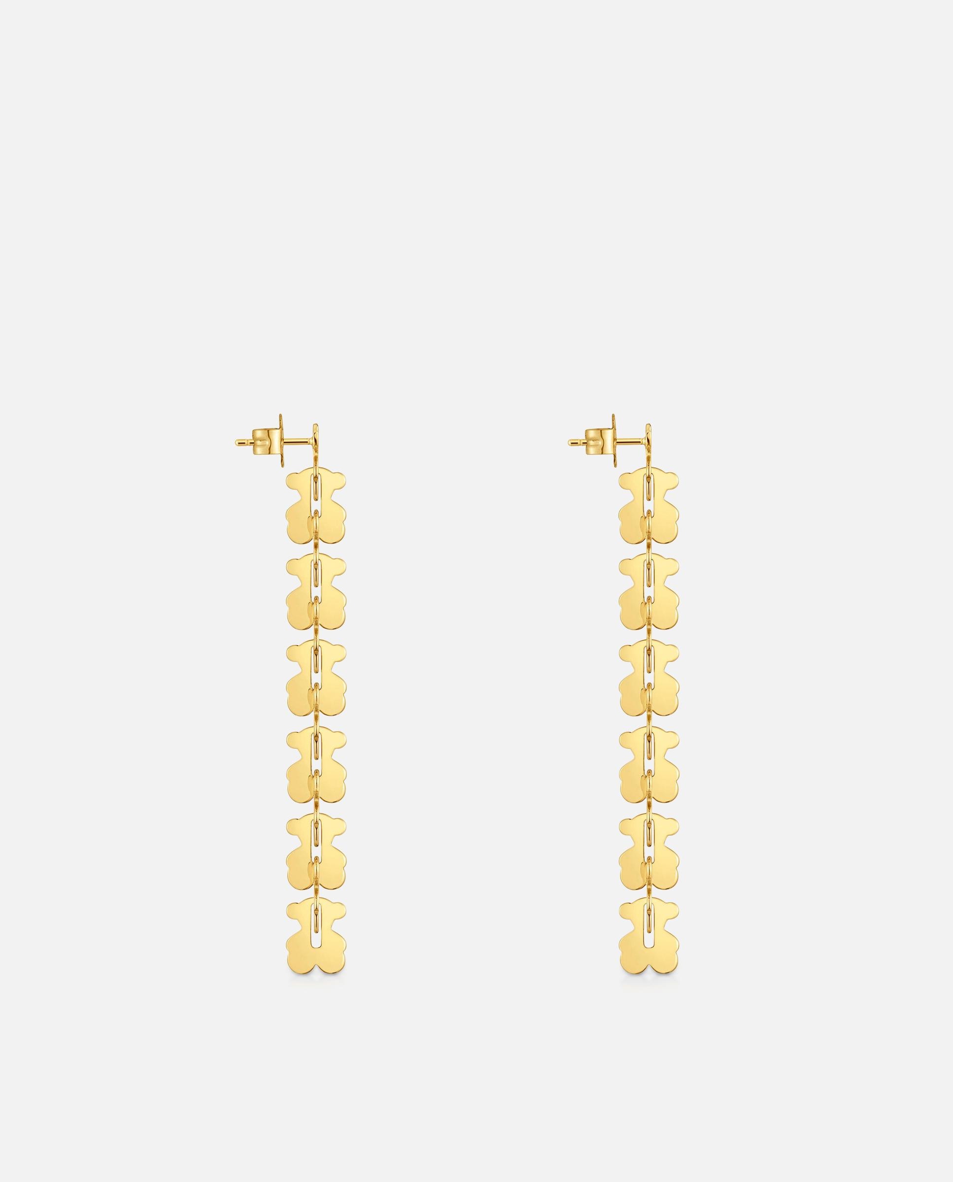 Brincos Compridos Carrusel de Aço em Dourado com Motivos Urso Dourado-2