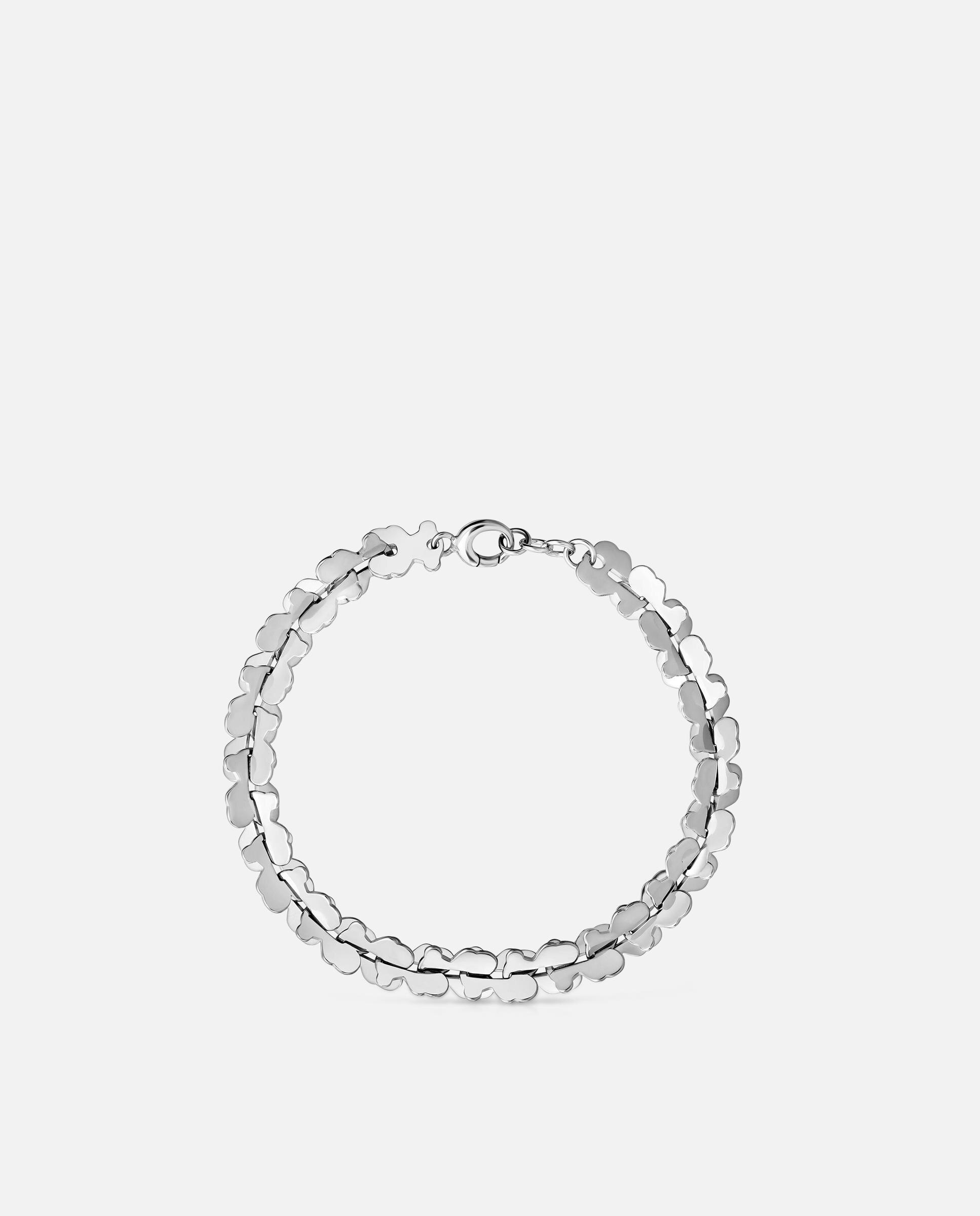 Pulseira de Corrente Carrusel de Aço com Motivos Urso Prateado-2