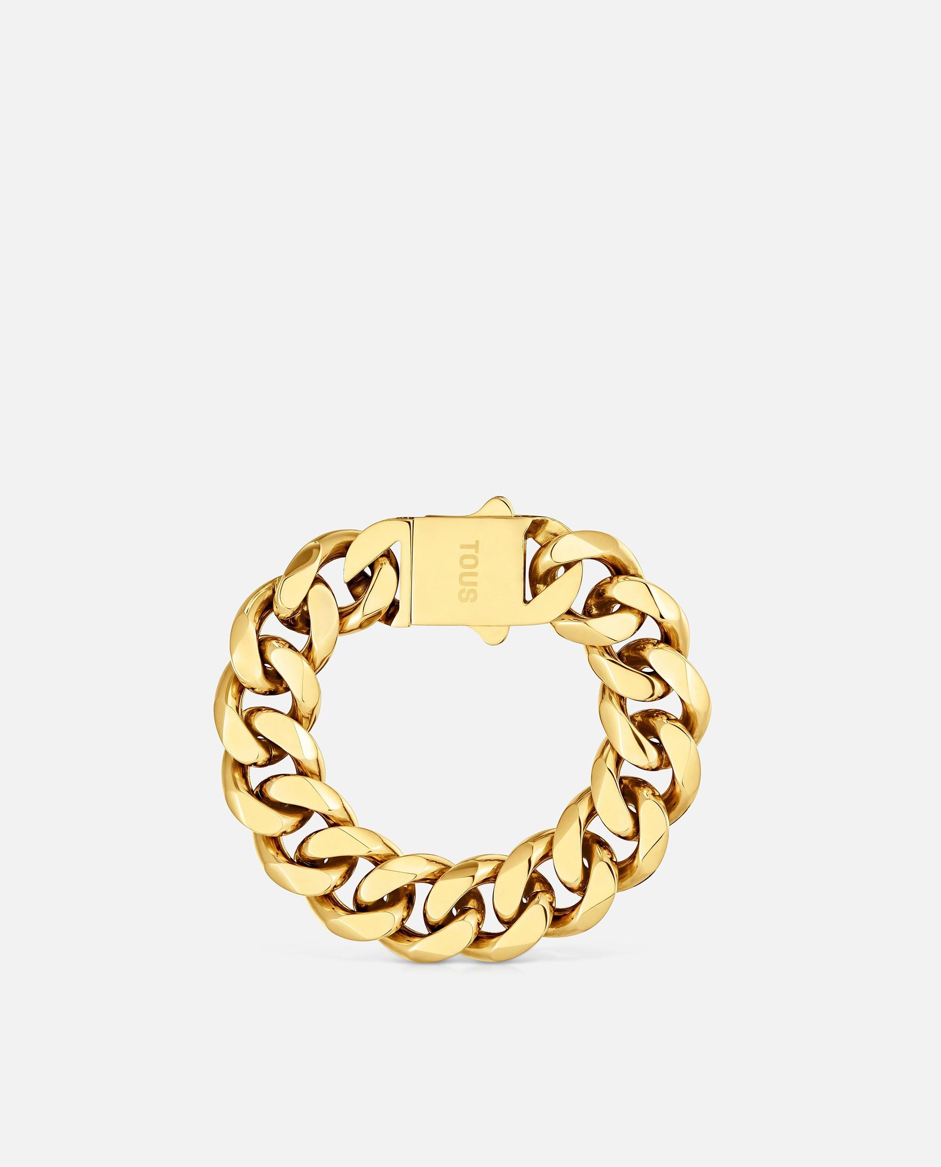 Pulseira de Corrente Barbada de Aço em Dourado Basics Dourado-2