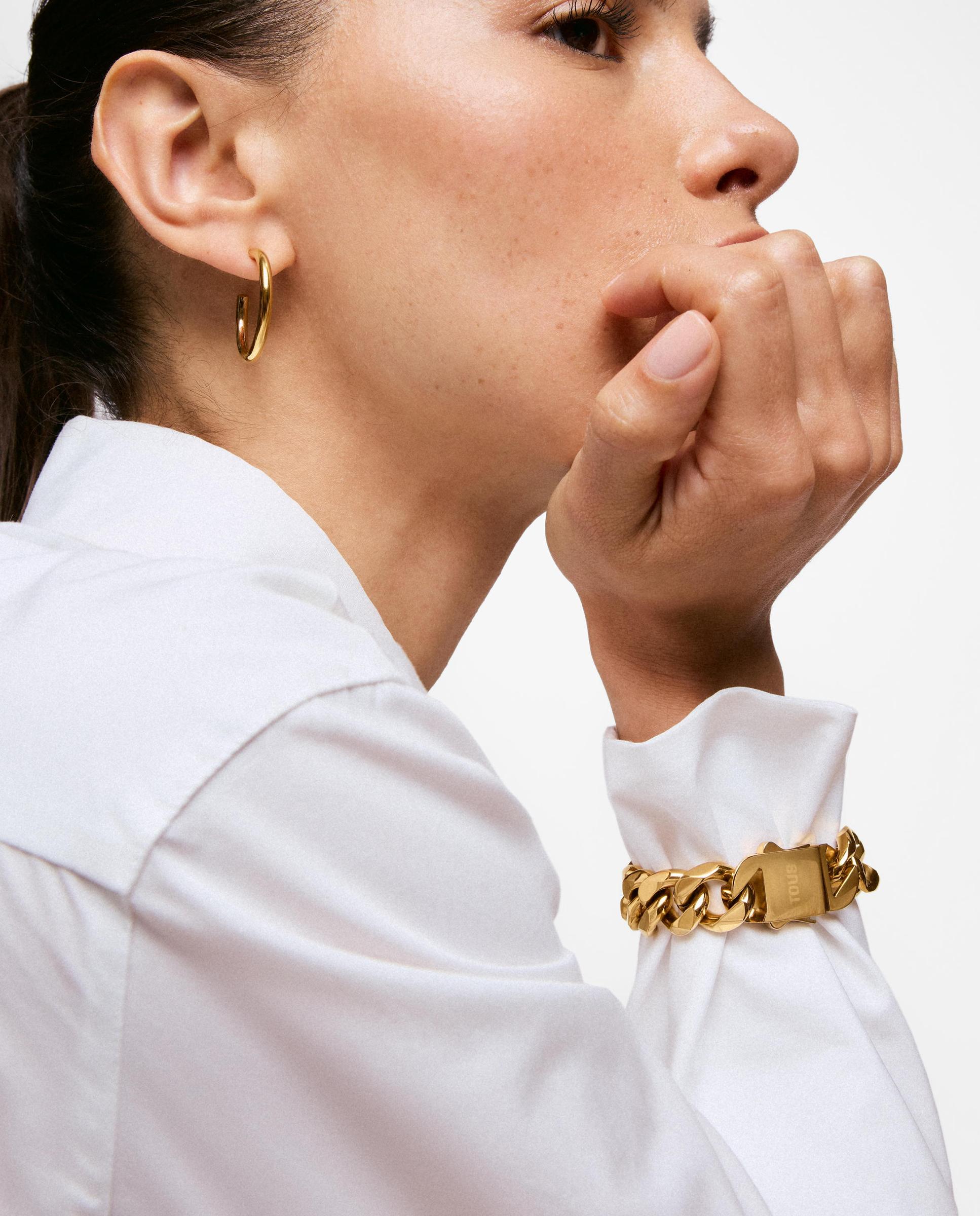 Pulseira de Corrente Barbada de Aço em Dourado Basics Dourado-4