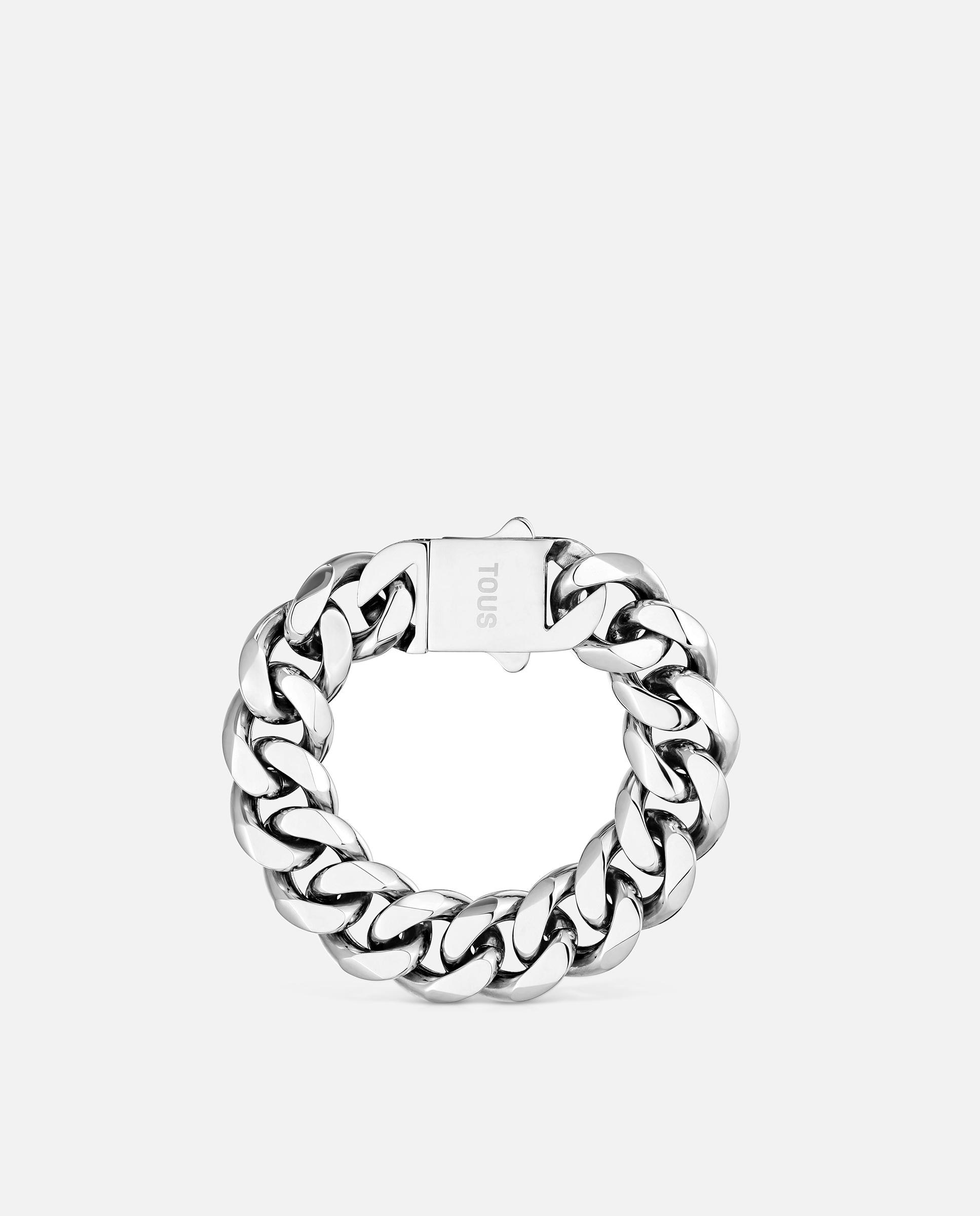 Pulseira de Corrente Barbada de Aço Basics Prateado-2