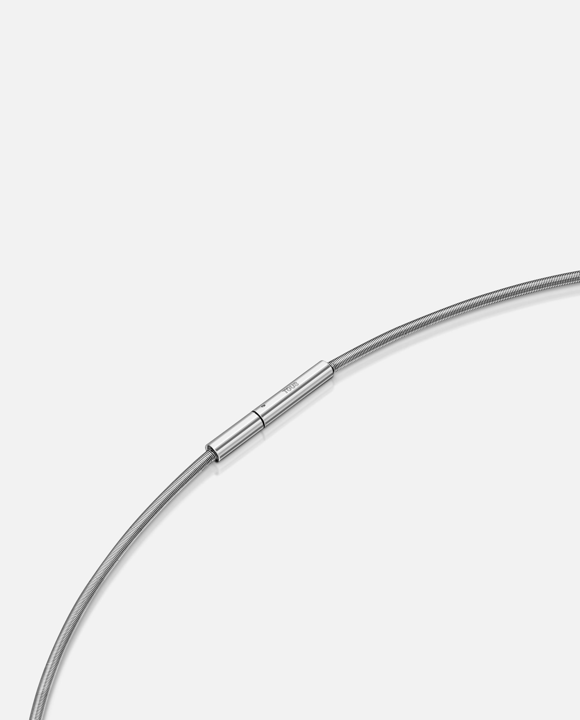 Corrente com Pingente de Aço e Ouro 14 Kt Unlock Bicolor-3