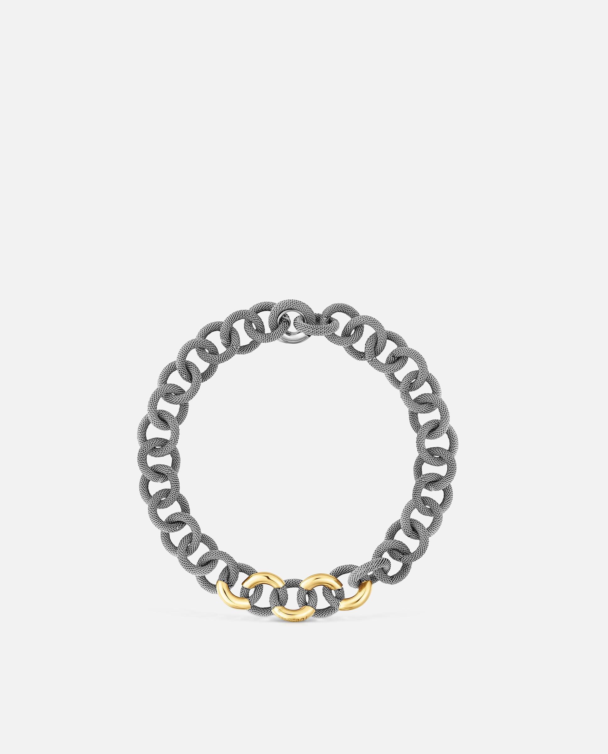Pulseira de Corrente de Aço e Ouro 14 Kt Unlock Dourado-2