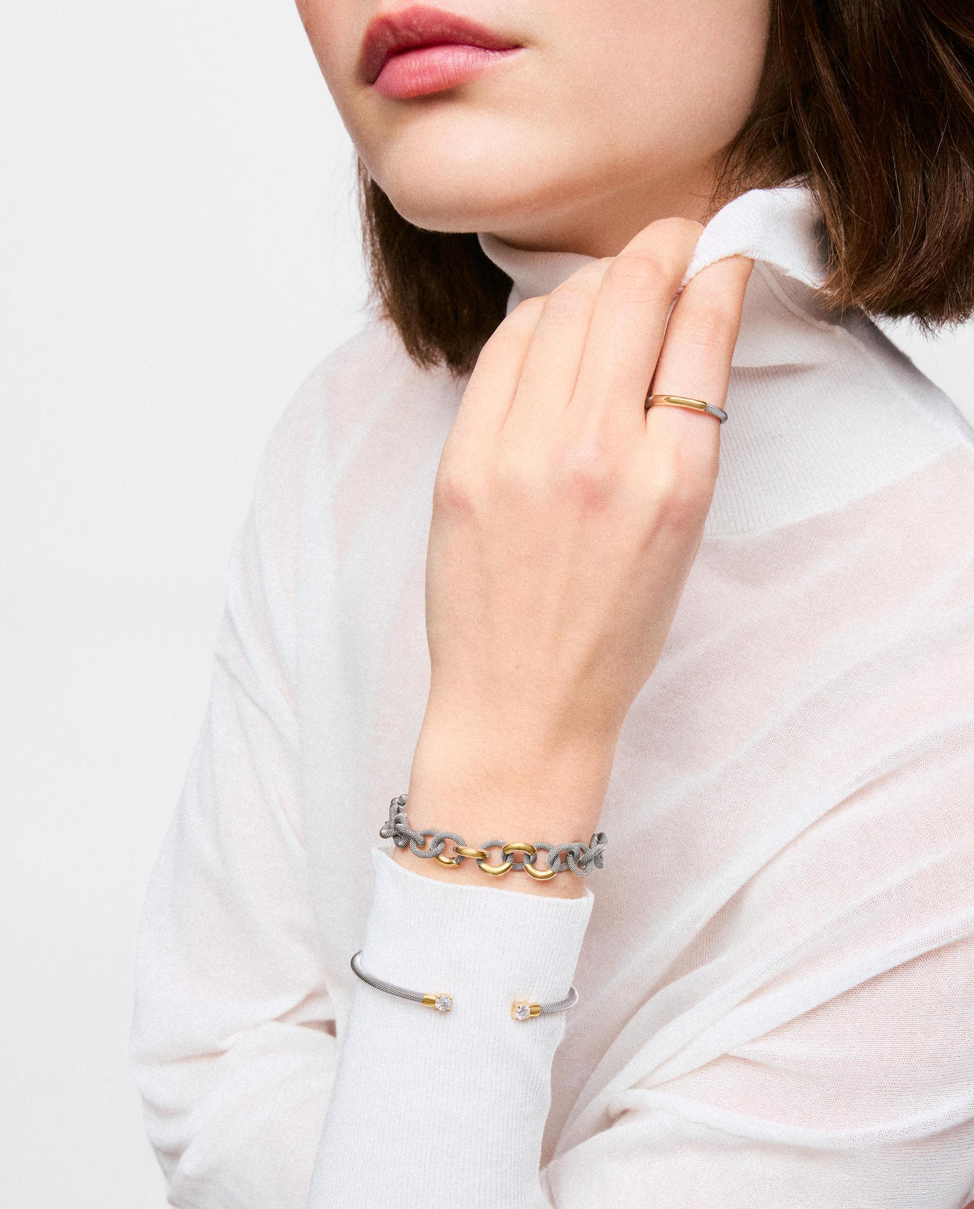 Pulseira de Corrente de Aço e Ouro 14 Kt Unlock Dourado-4
