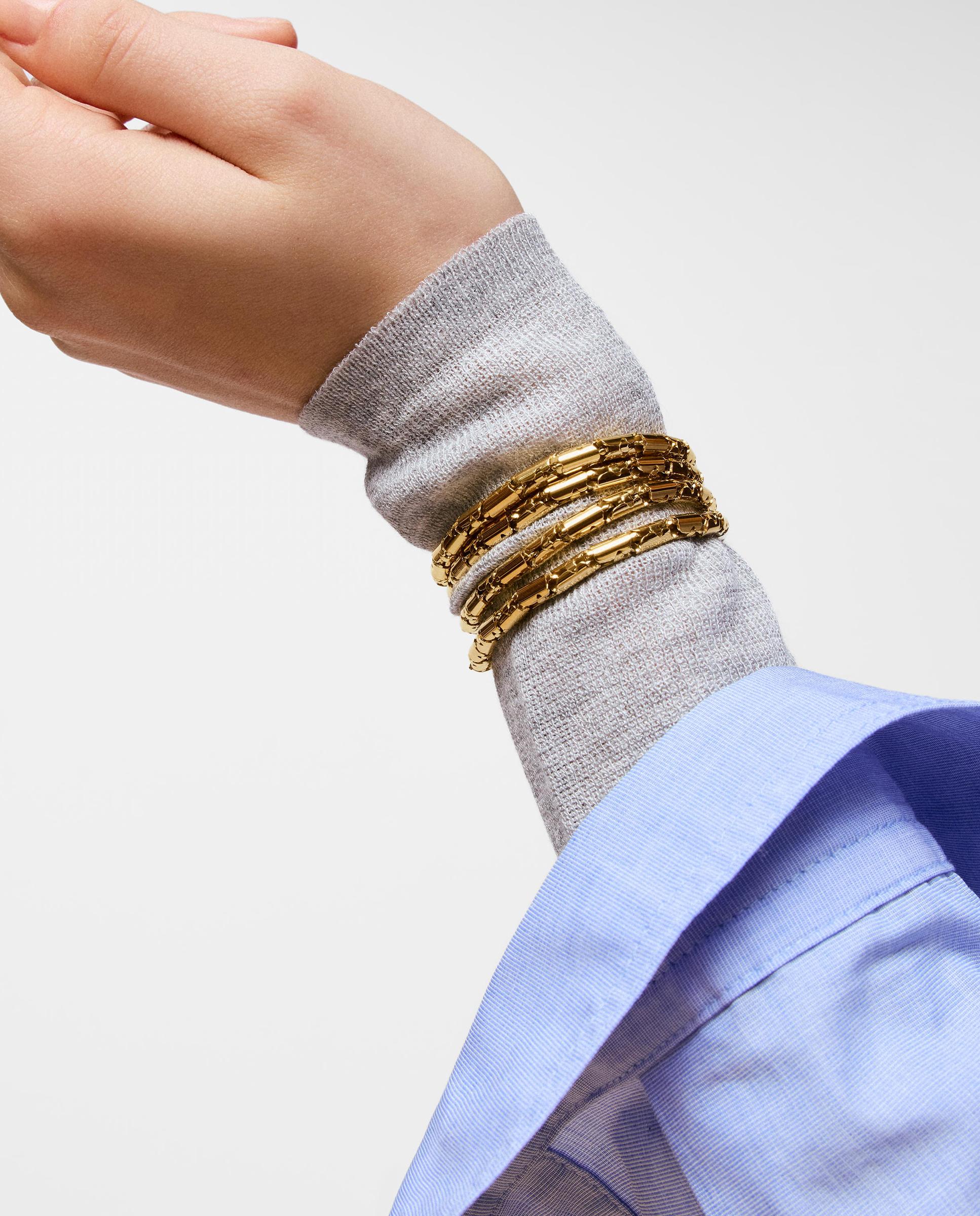 Pulseira de Corrente de Aço Articulado Dourado Carrusel Dourado-4