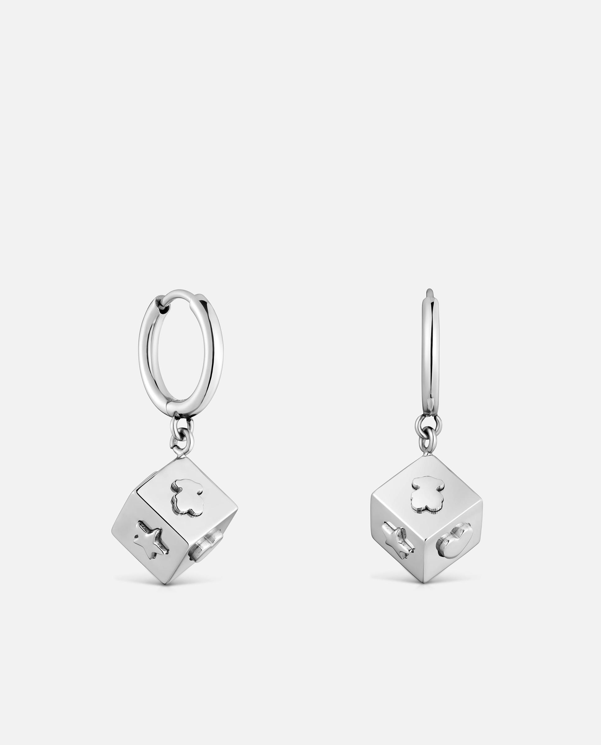 Imagem 0 de Brincos de Aro de Aço com Motivo Cubo Charming