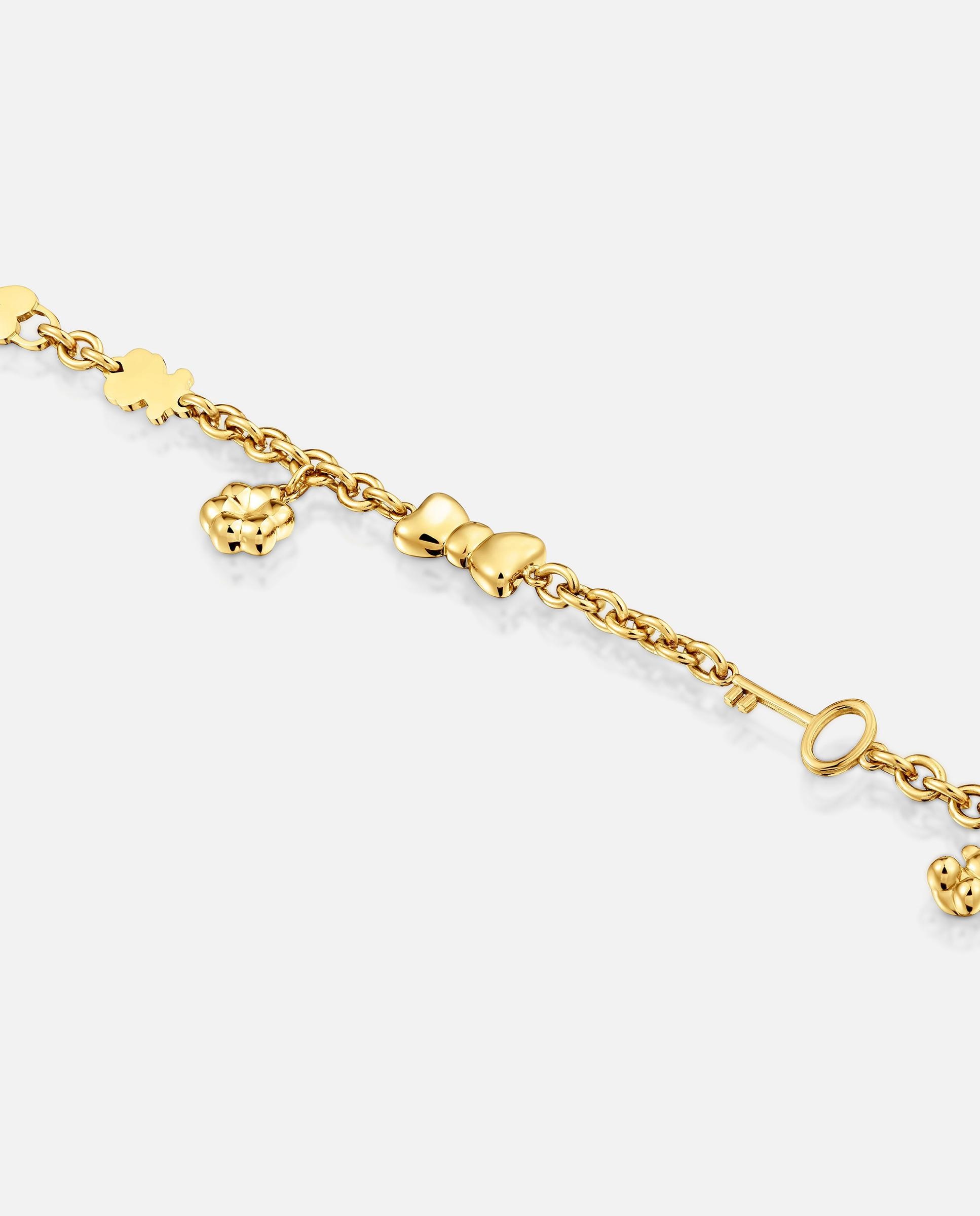 Pulseira Corrente de Aço Dourado e Motivos Charming Dourado-3