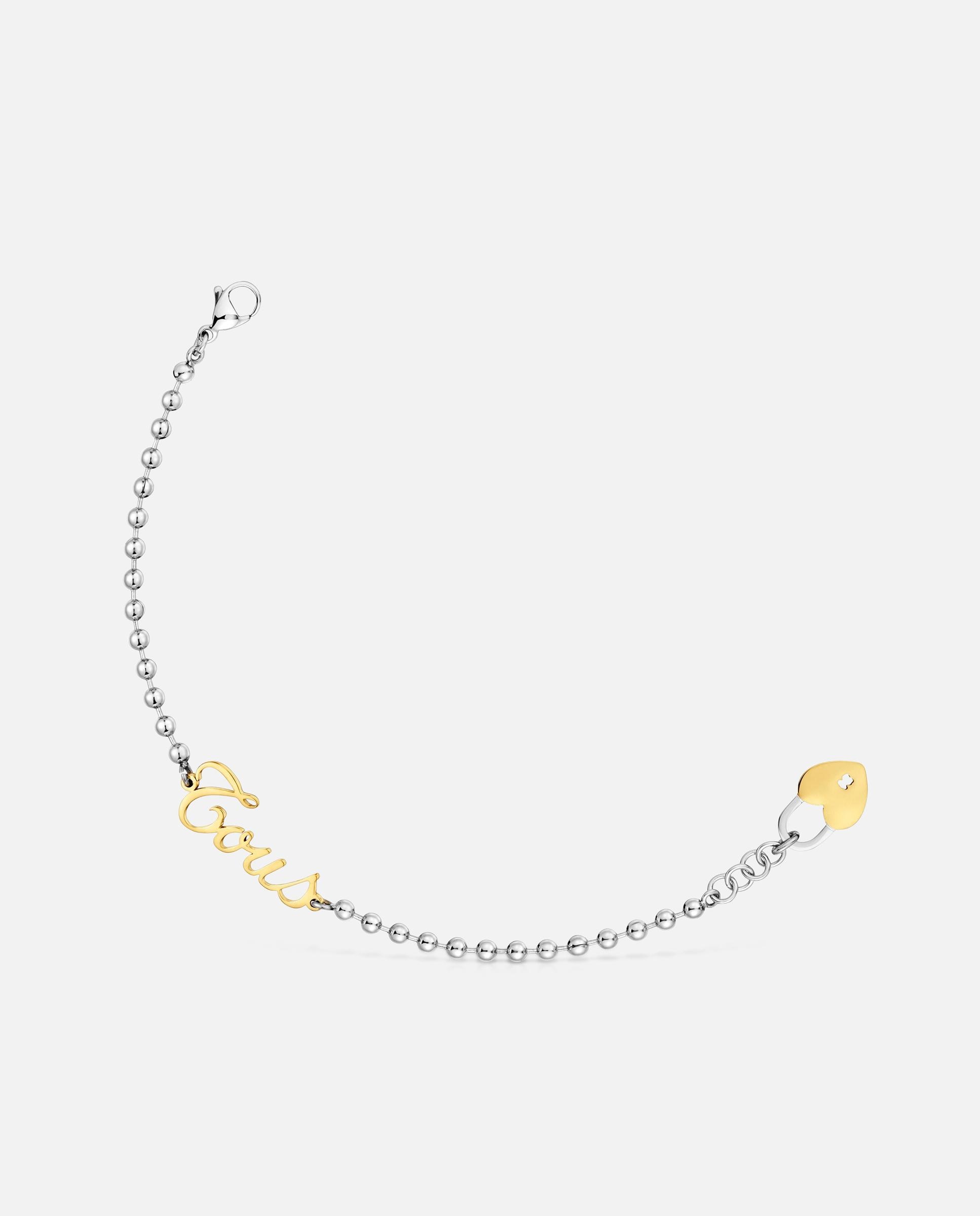 Imagem 0 de Pulseira Corrente de Aço Bicolor e Motivo Coração Charming