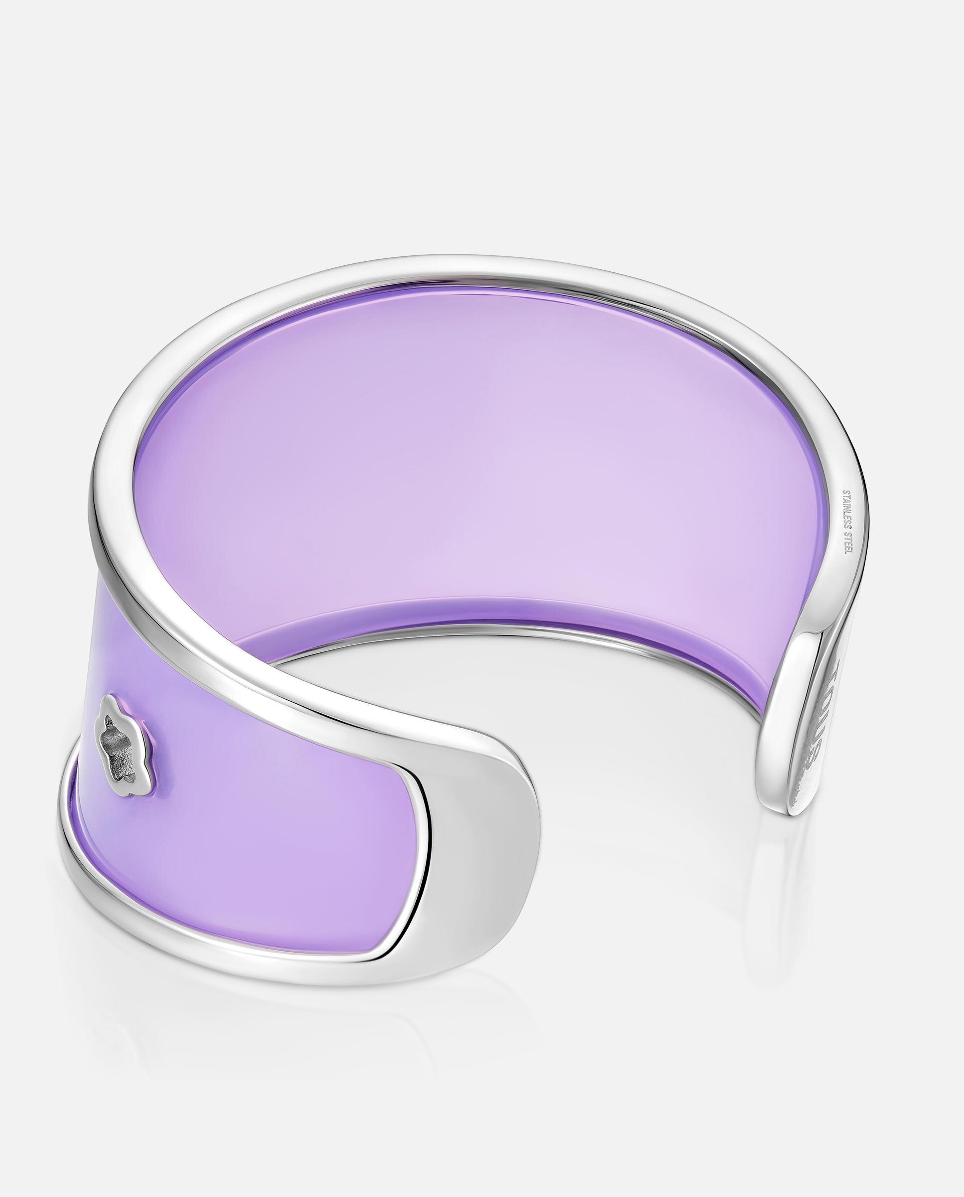 Bracelete de Aço e Resina Lilás Galaxy Bicolor-3