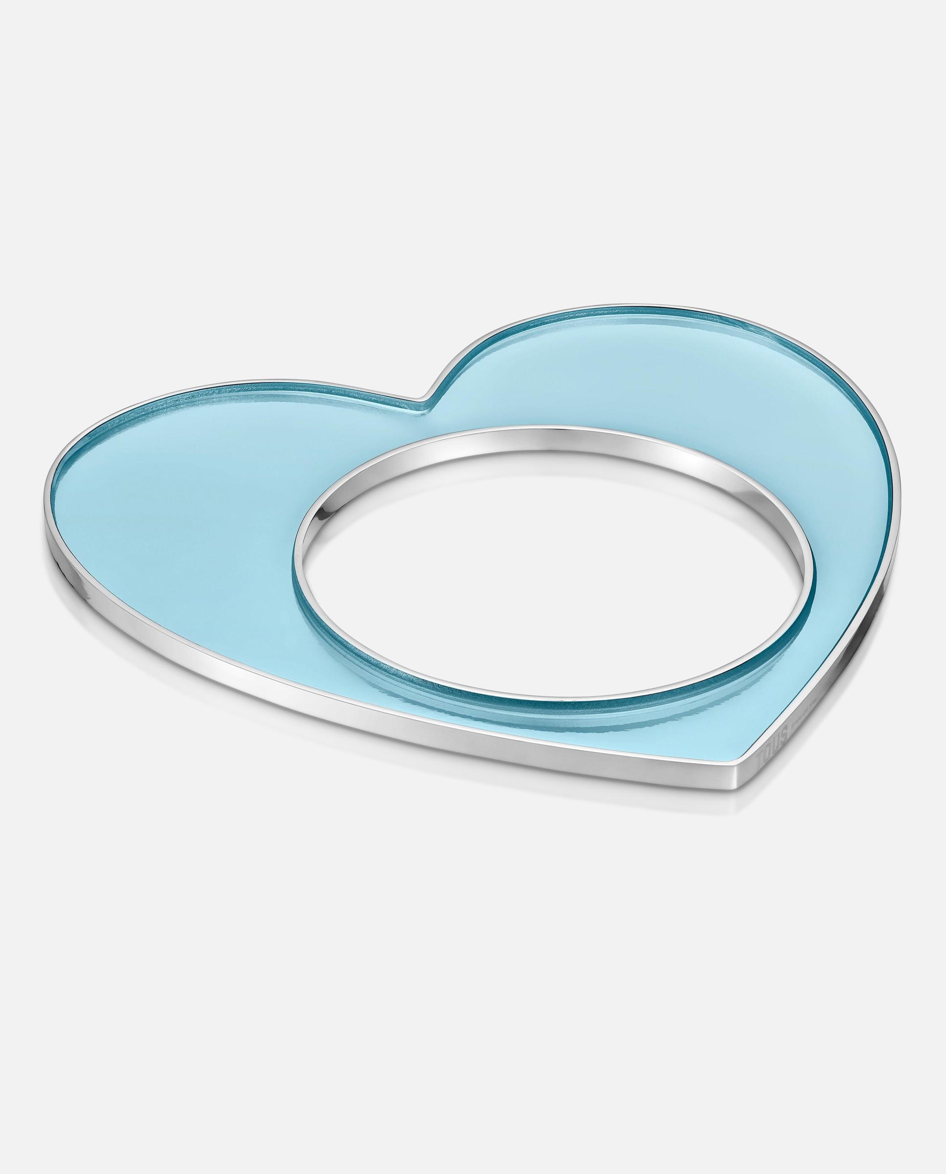 Imagem 0 de Pulseira Rígida Coração de Aço e Resina em Azul Galaxy