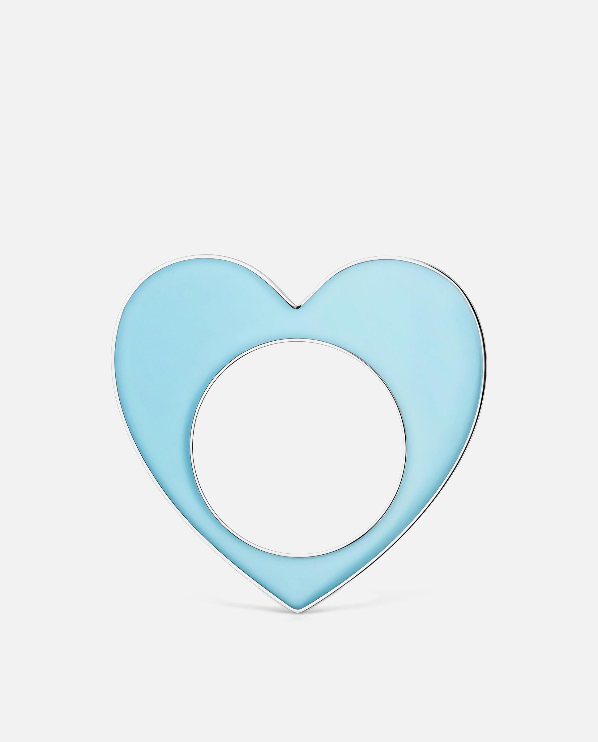 Pulseira Rígida Coração de Aço e Resina em Azul Galaxy Bicolor-2