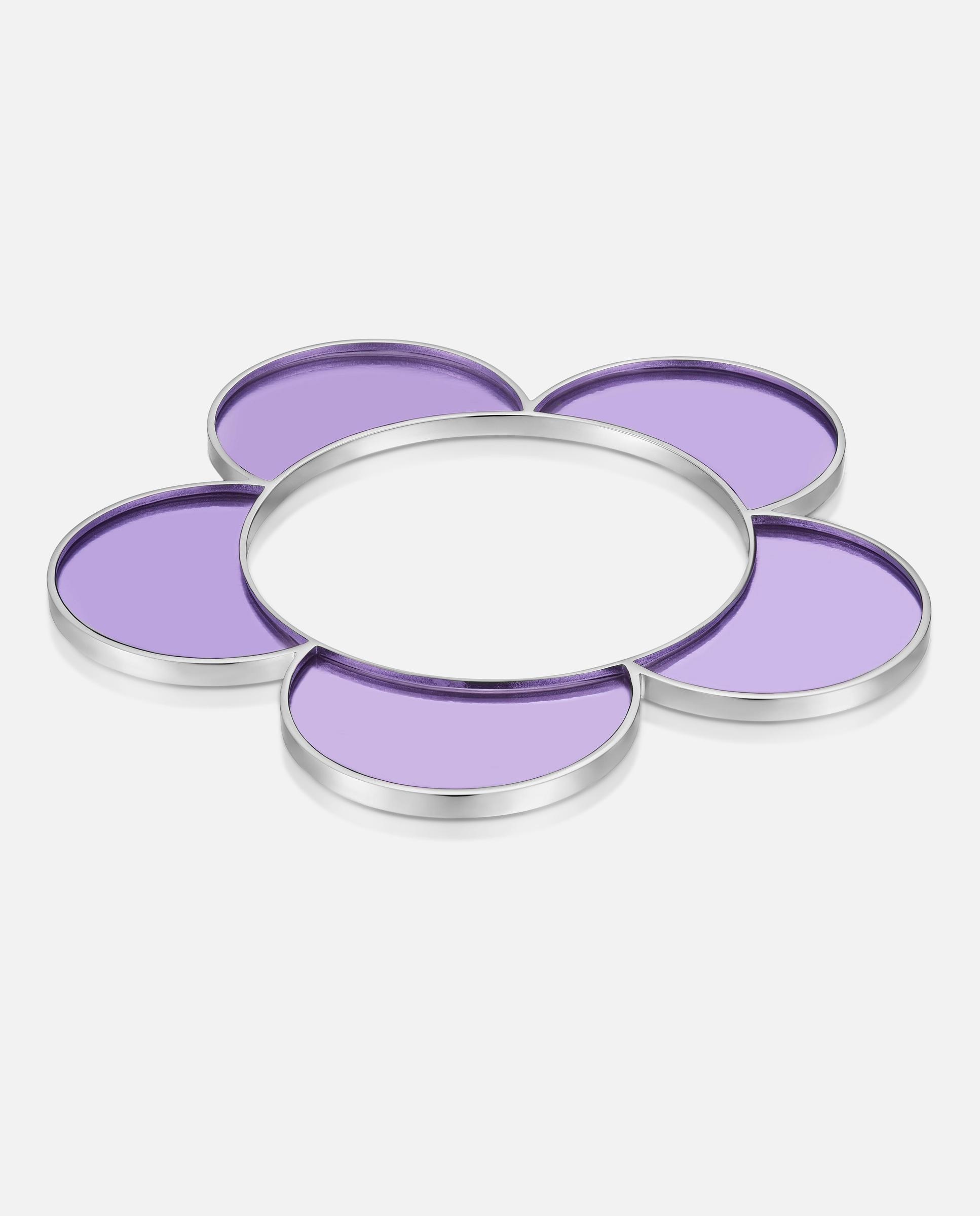 Imagem 0 de Pulseira Rígida Flor de Aço e Resina Lilás Galaxy