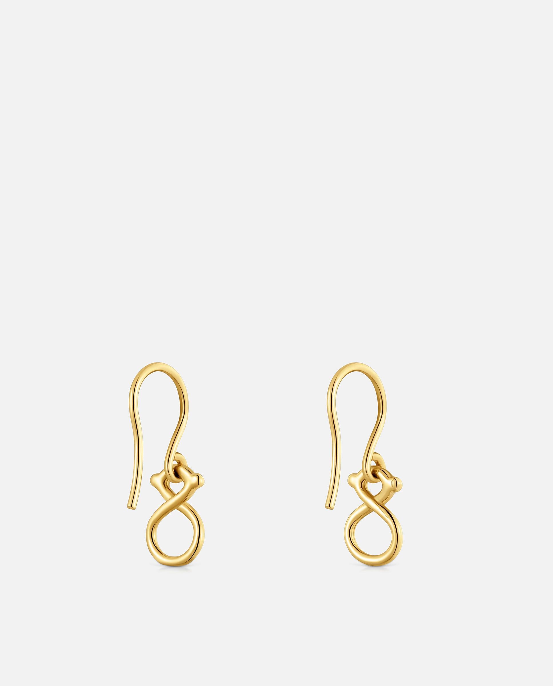 Brincos de Gancho de Ouro 9 Kt Motivo Urso Infinity Dourado-3
