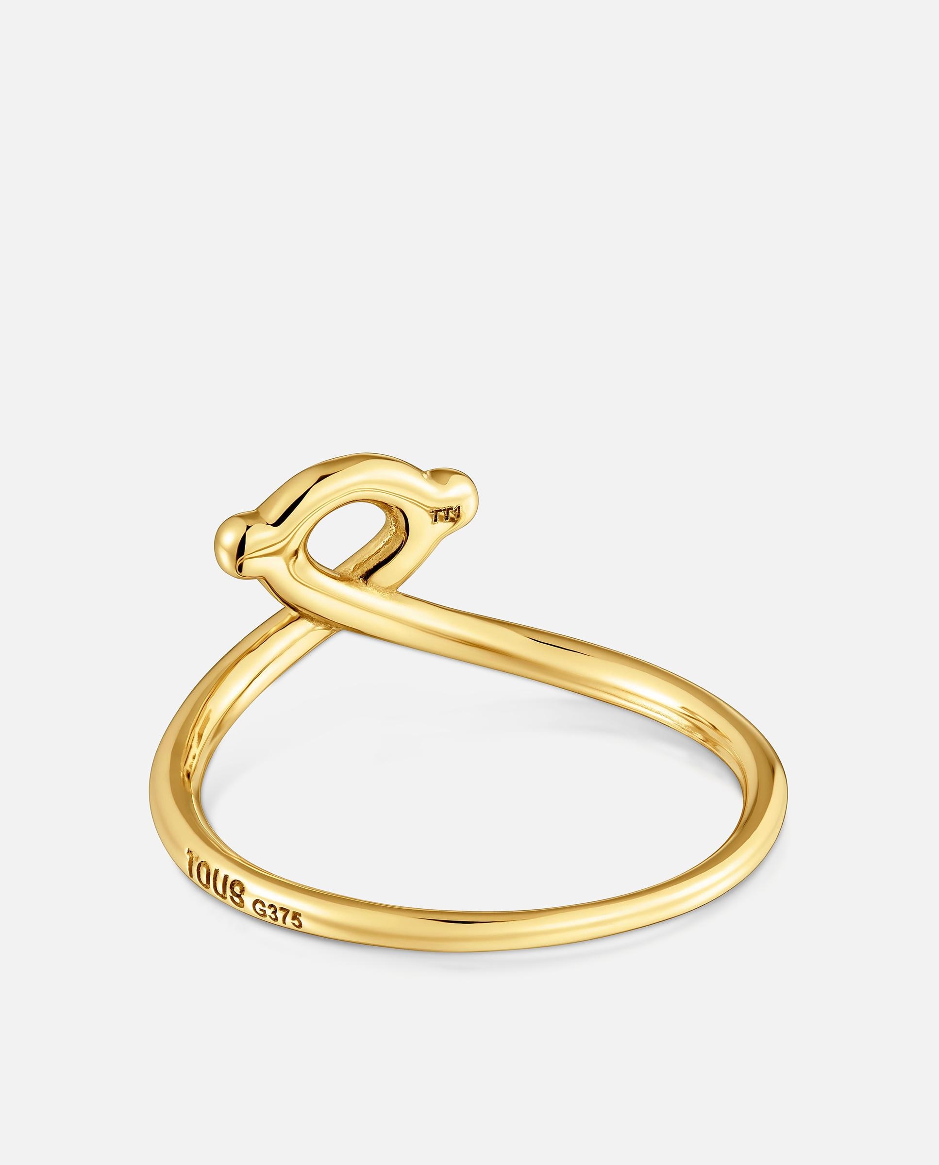 Anel de Ouro 9 Kt Motivo Urso Infinity Dourado-3