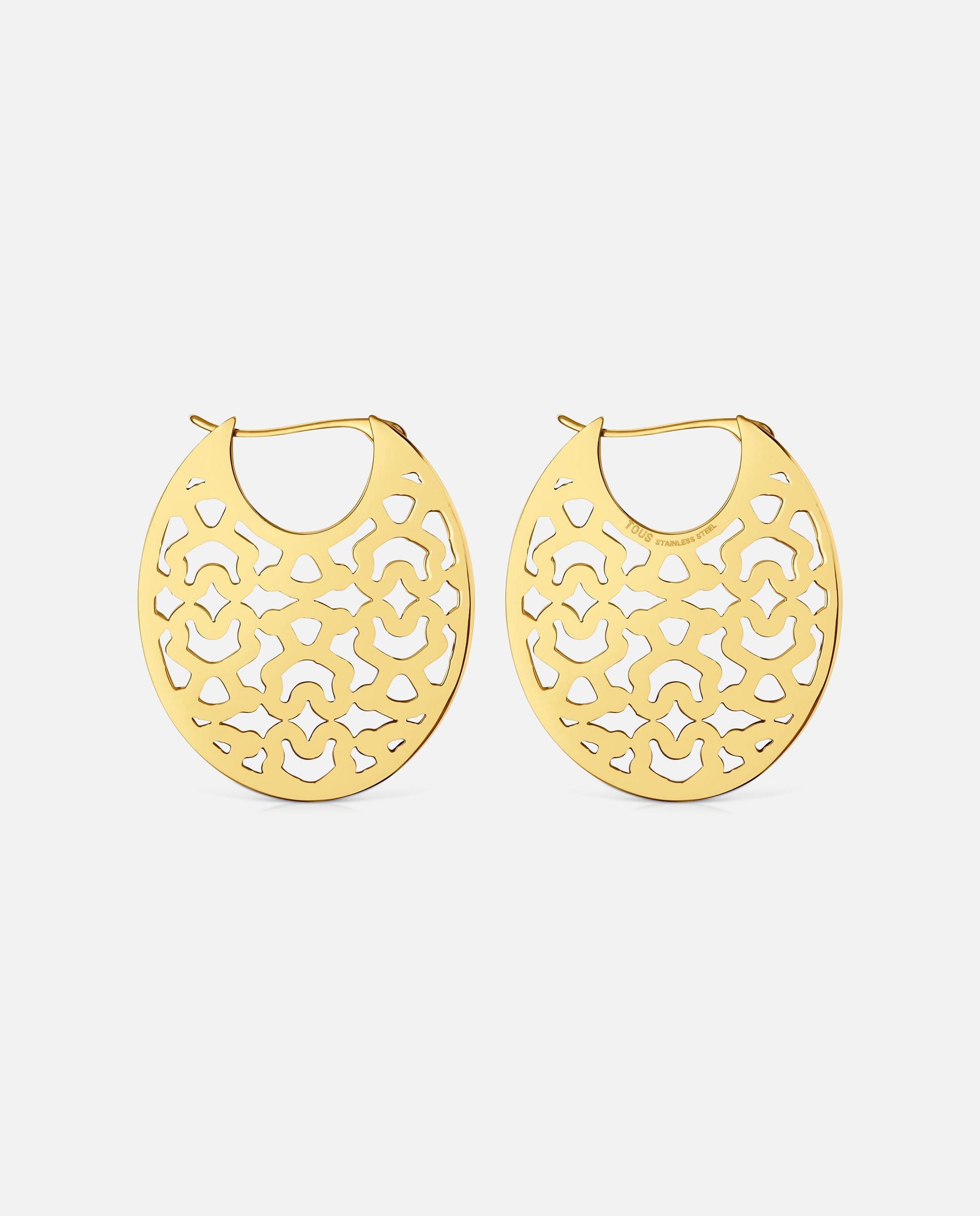 Brincos de Aço Dourado 30 Mm Kaos Dourado-2