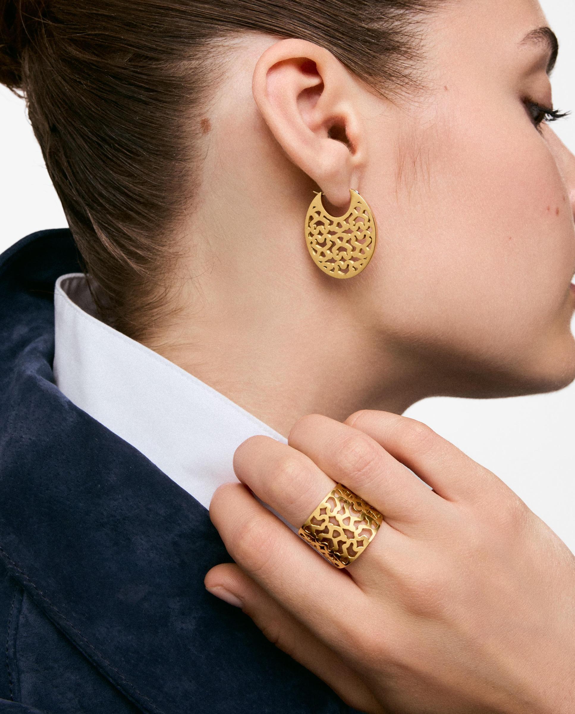 Brincos de Aço Dourado 30 Mm Kaos Dourado-4
