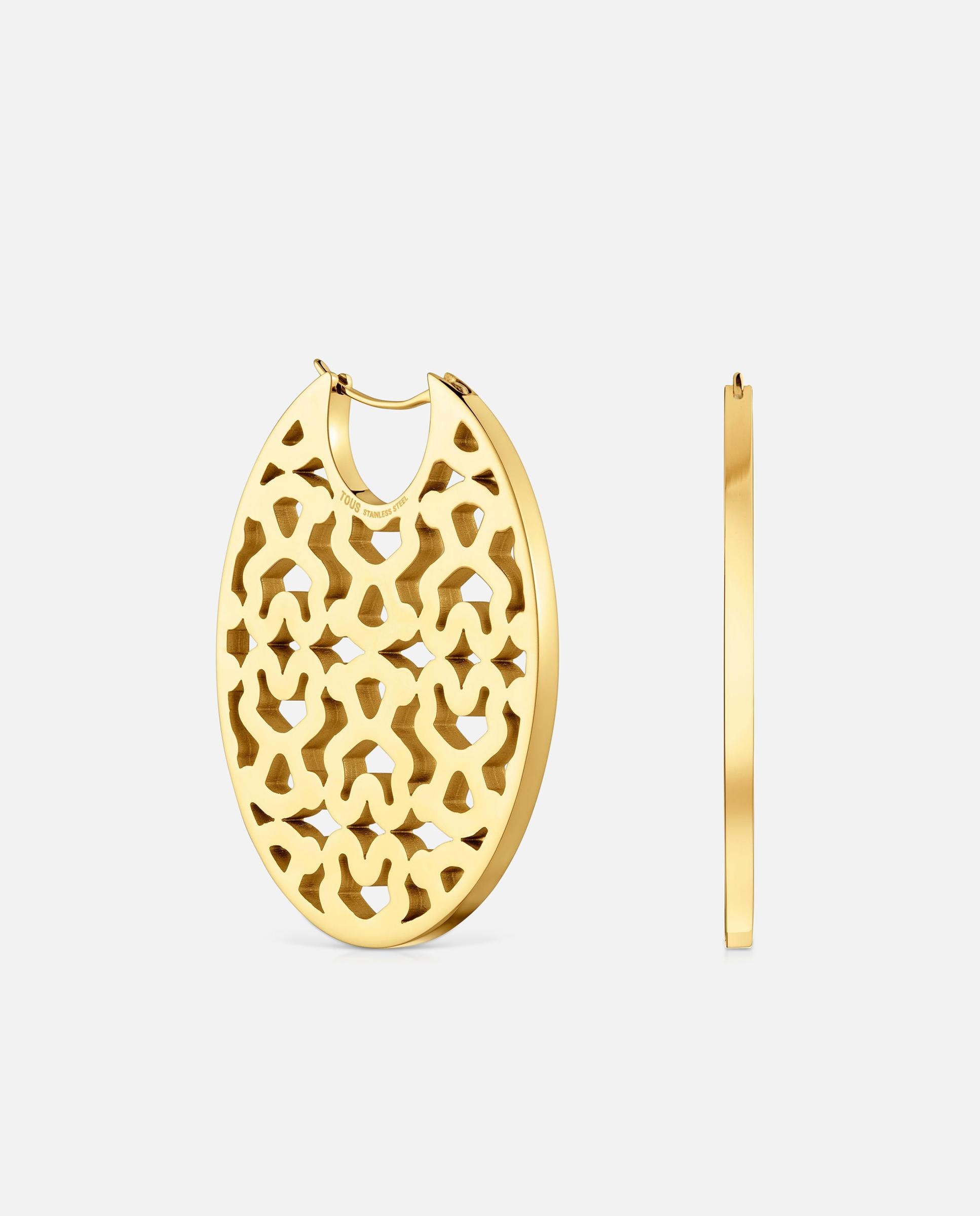 Imagem 0 de Brincos de Aço Dourado 40 Mm Kaos