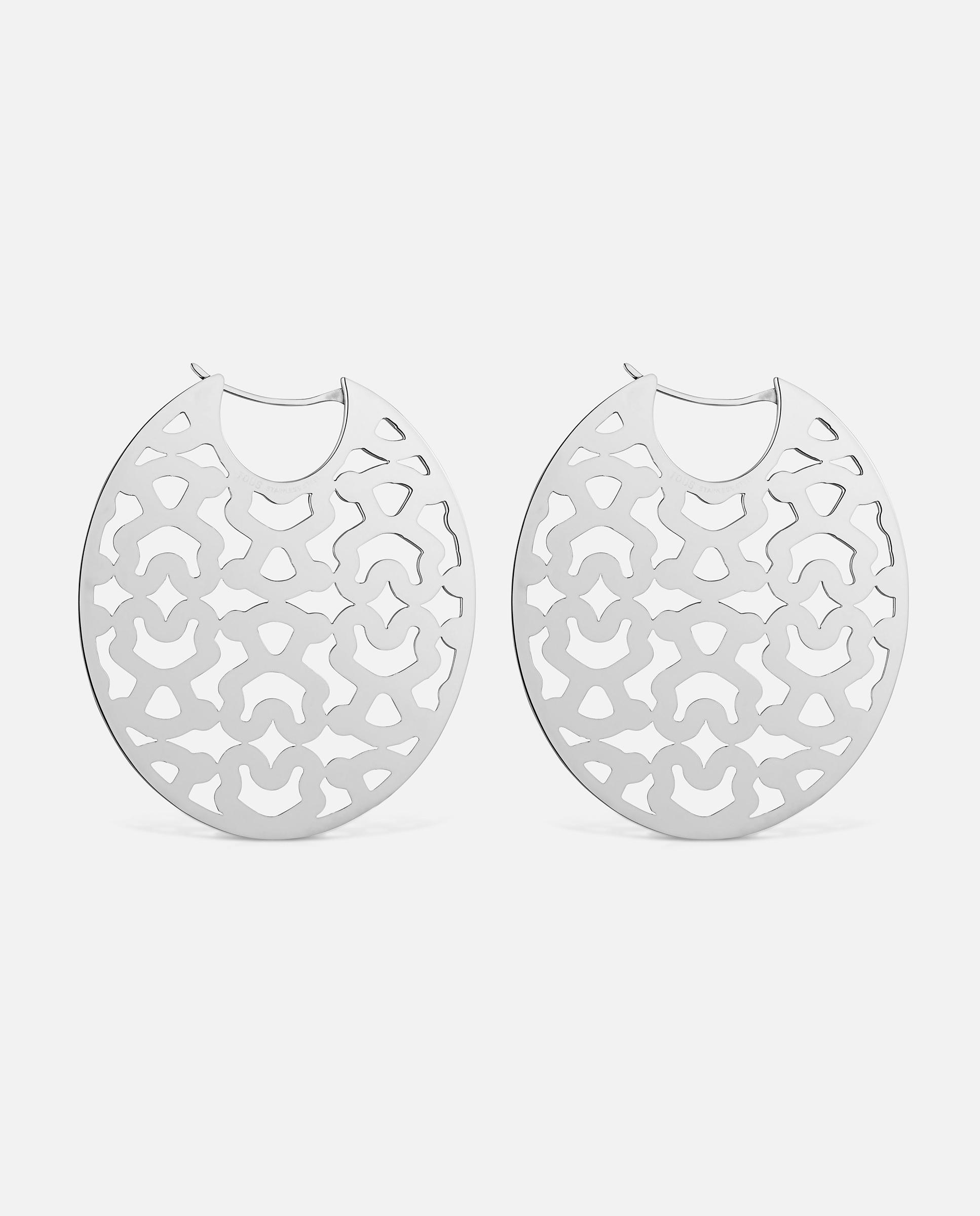 Brincos de Aço 40 Mm Kaos Prateado-2