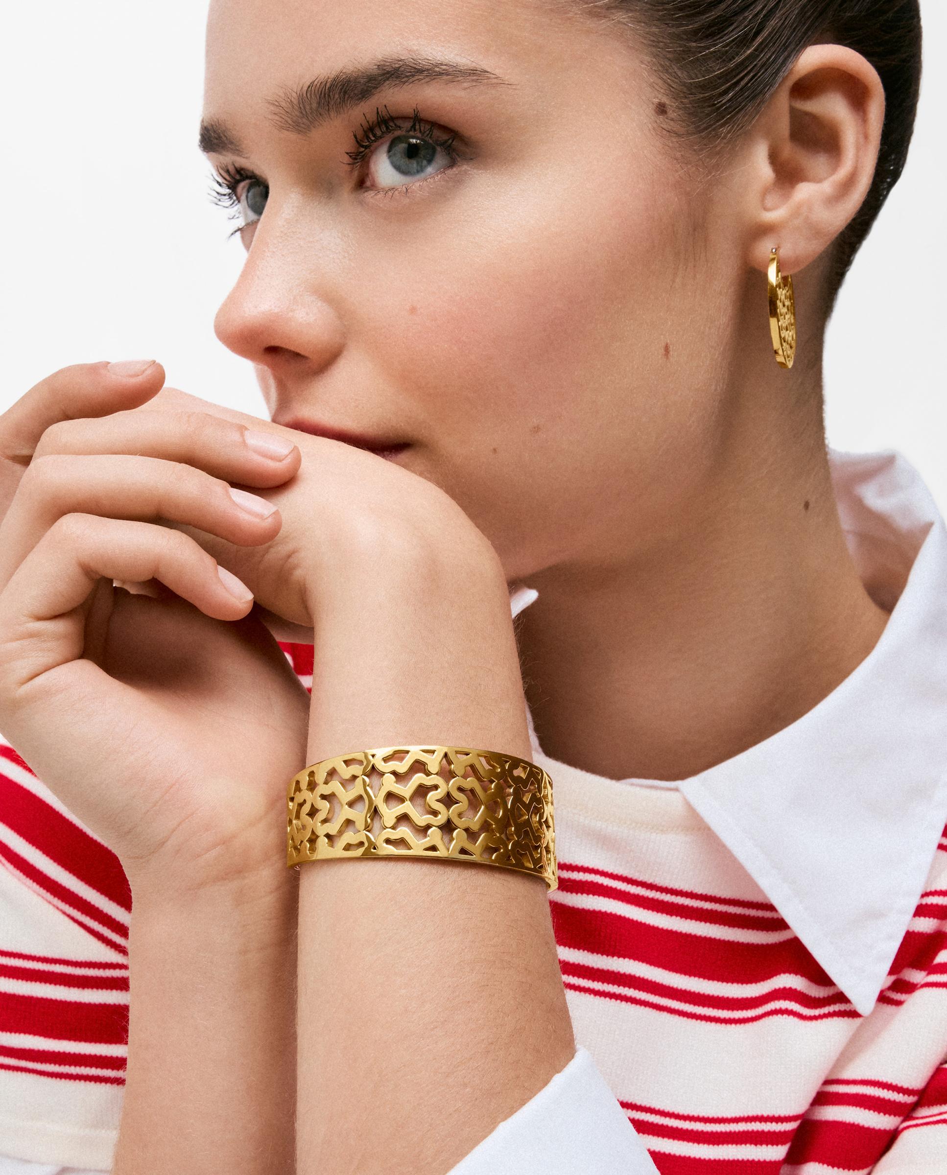 Bracelete de Aço Dourado 25 Mm Kaos Dourado-4
