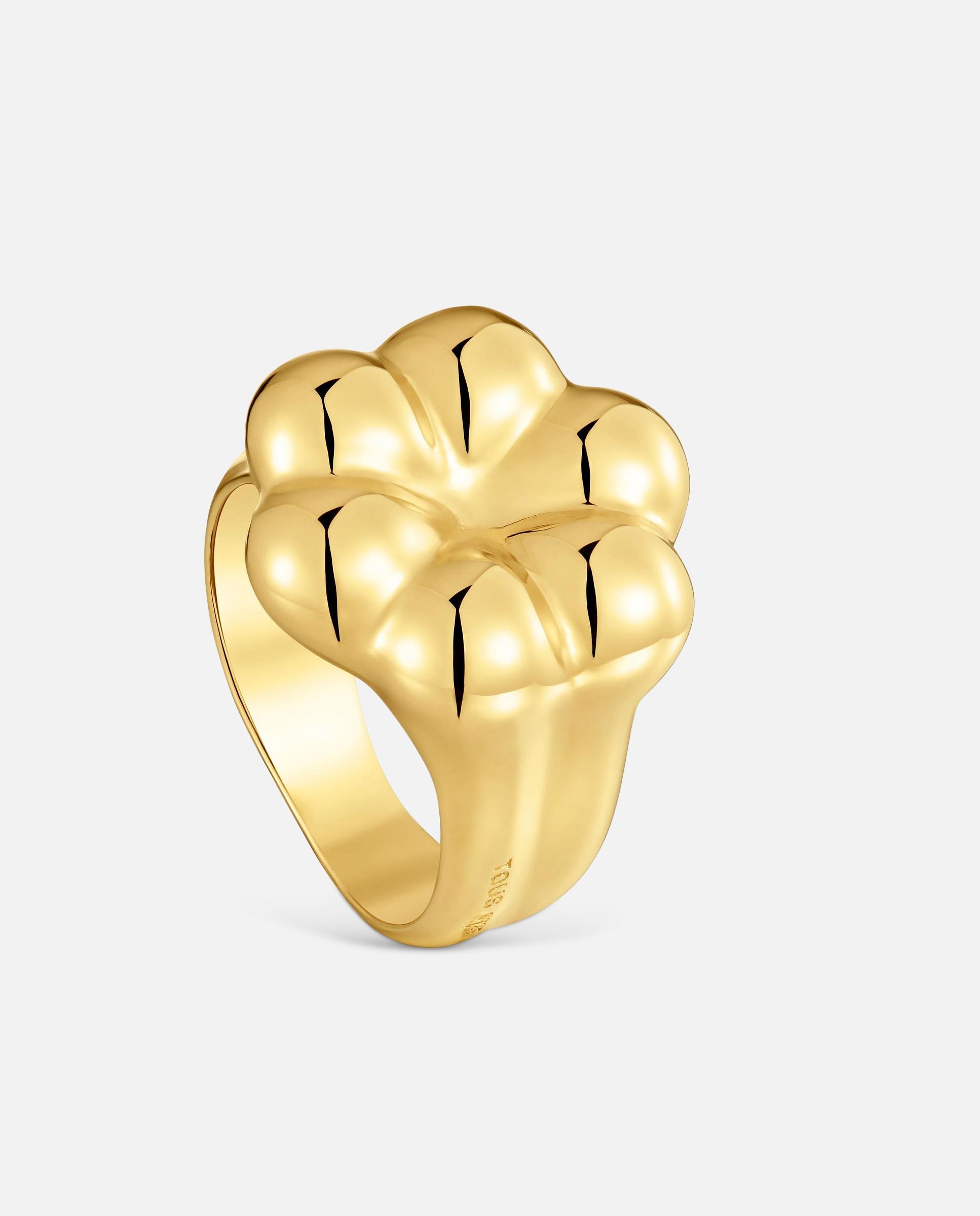 Imagem 0 de Anel Selo Flor com Banho de Ouro 18 Kt Sobre Prata Bold Motif