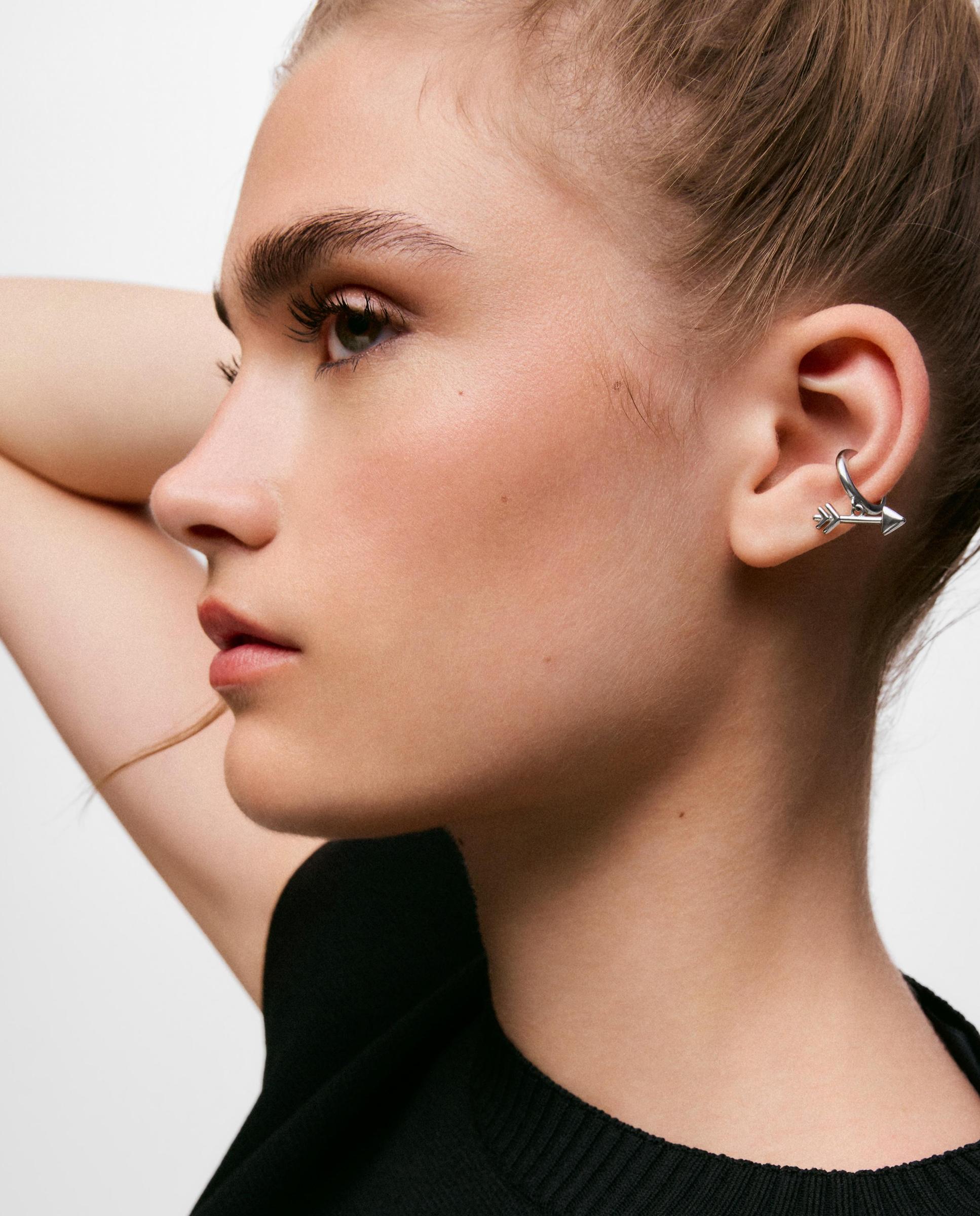 Brinco Individual Earcuff Flecha de Aço Tous Charming Prateado-4