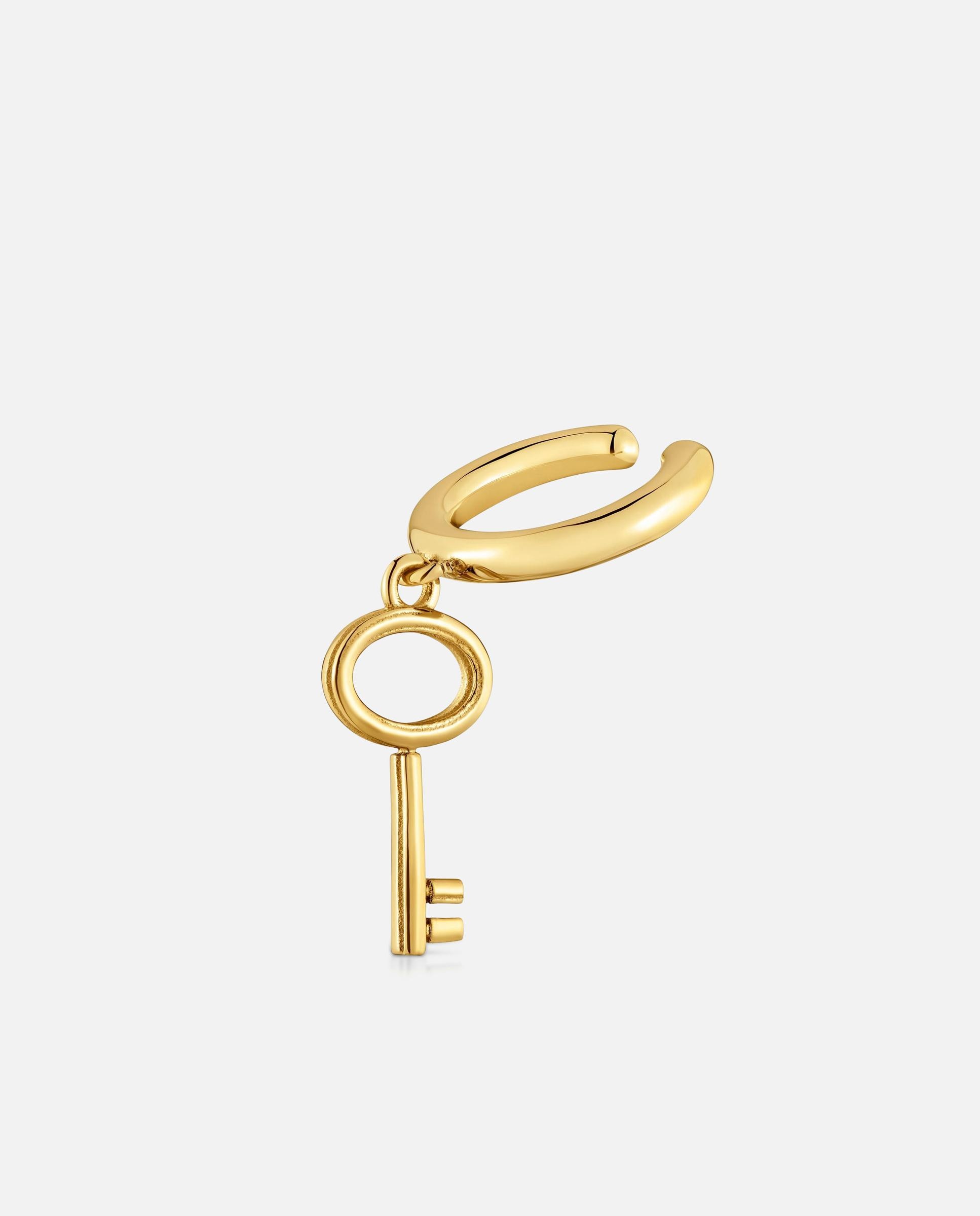 Imagem 0 de Brinco Individual Earcuff Chave de Aço Dourado Tous Charming