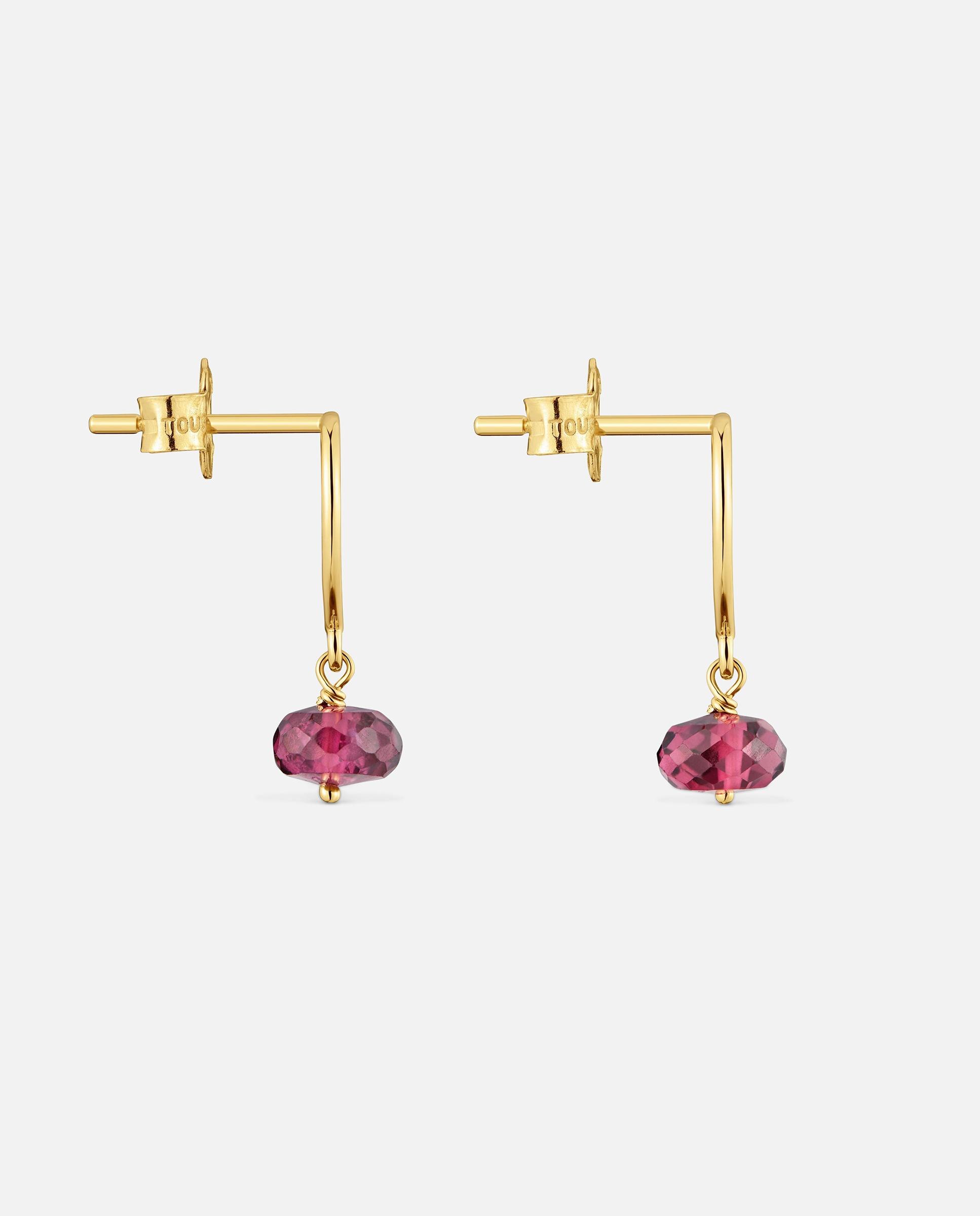 Brincos Coração de Ouro 9 Kt e Rodolita Silhueta Rosa-2