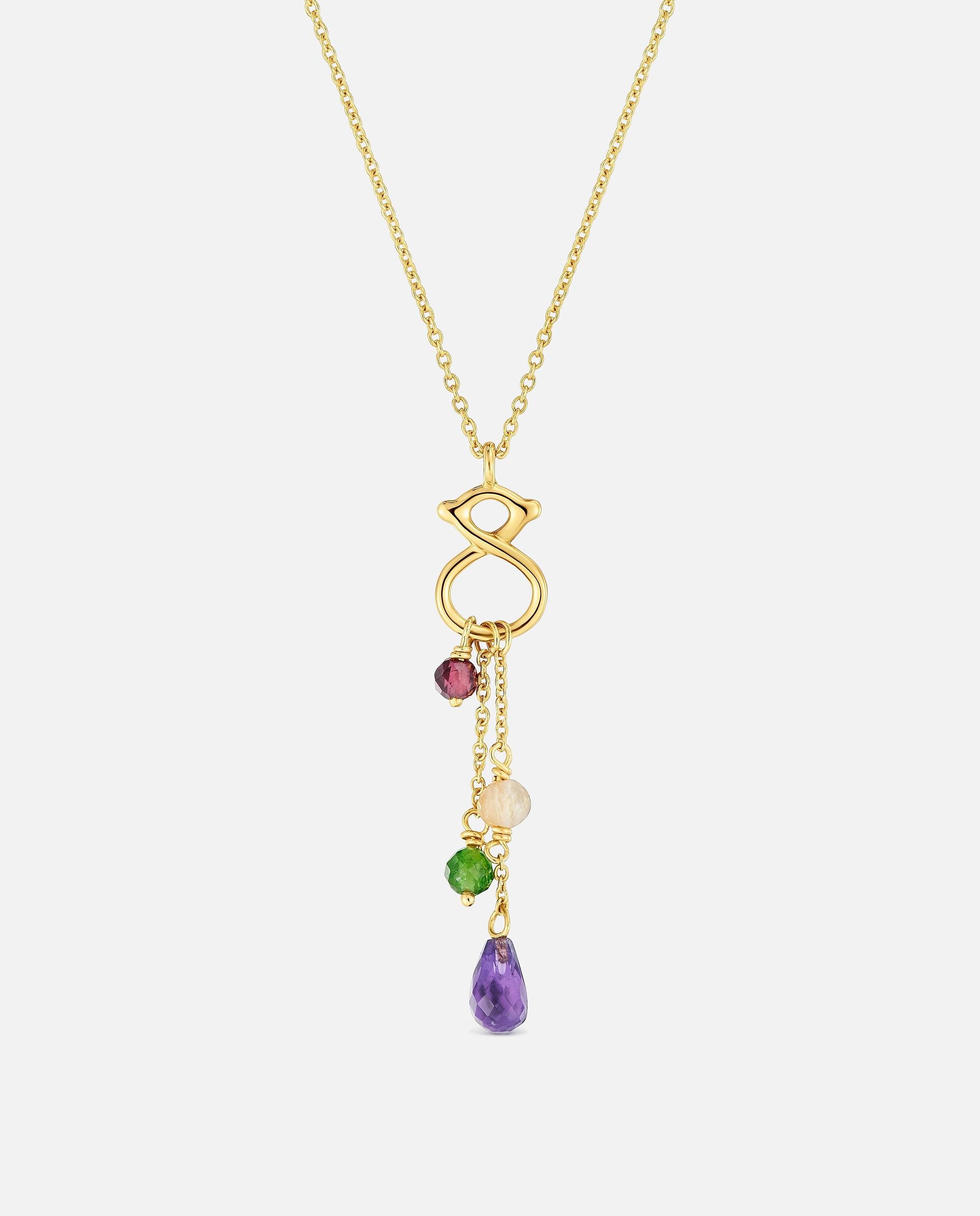 Corrente com Pendentes de Ouro 9 Kt, Gemas e Motivo Urso 10 Mm Tous Infinity Multicolor-2