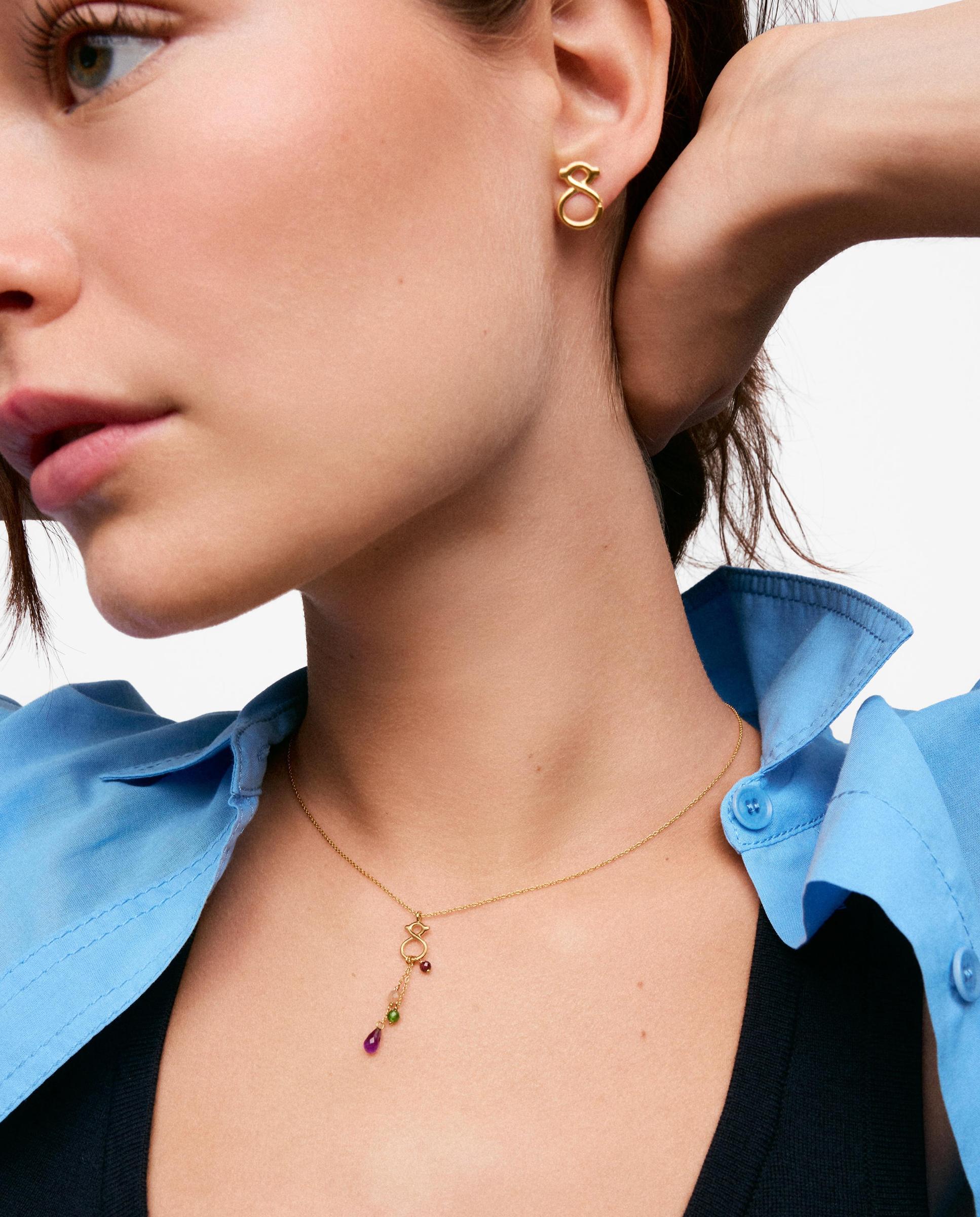 Corrente com Pendentes de Ouro 9 Kt, Gemas e Motivo Urso 10 Mm Tous Infinity Multicolor-4