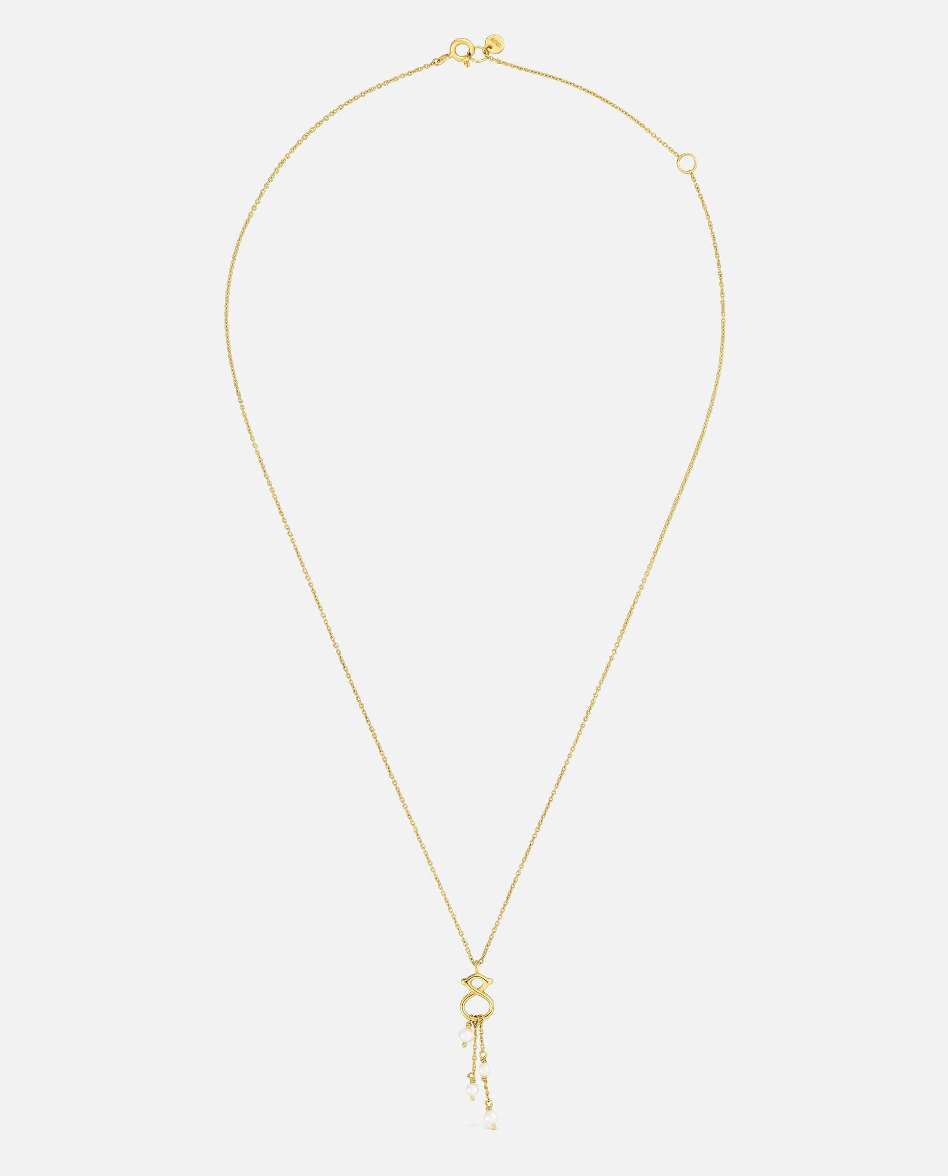 Imagem 0 de Corrente com Pendentes de Ouro 9 Kt, Pérolas Cultivadas e Motivo Urso 10 Mm Tous Infinity