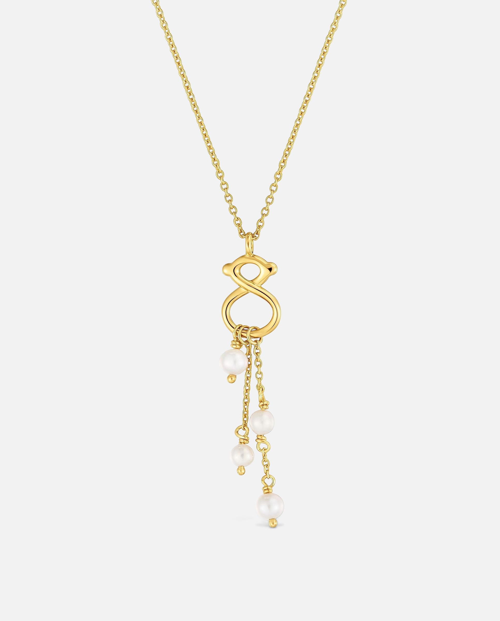 Corrente com Pendentes de Ouro 9 Kt, Pérolas Cultivadas e Motivo Urso 10 Mm Tous Infinity Branco-2