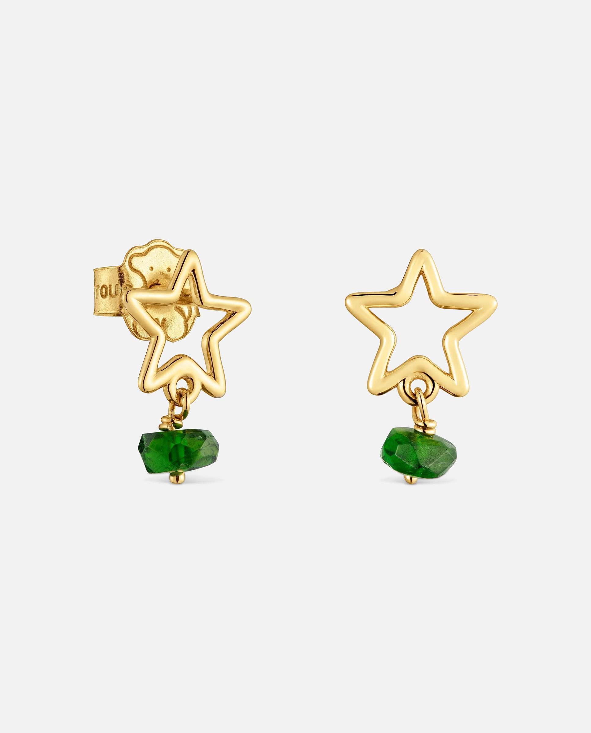Imagem 0 de Brincos Estrela de Ouro 9 Kt e Cromodiópsido Silhueta