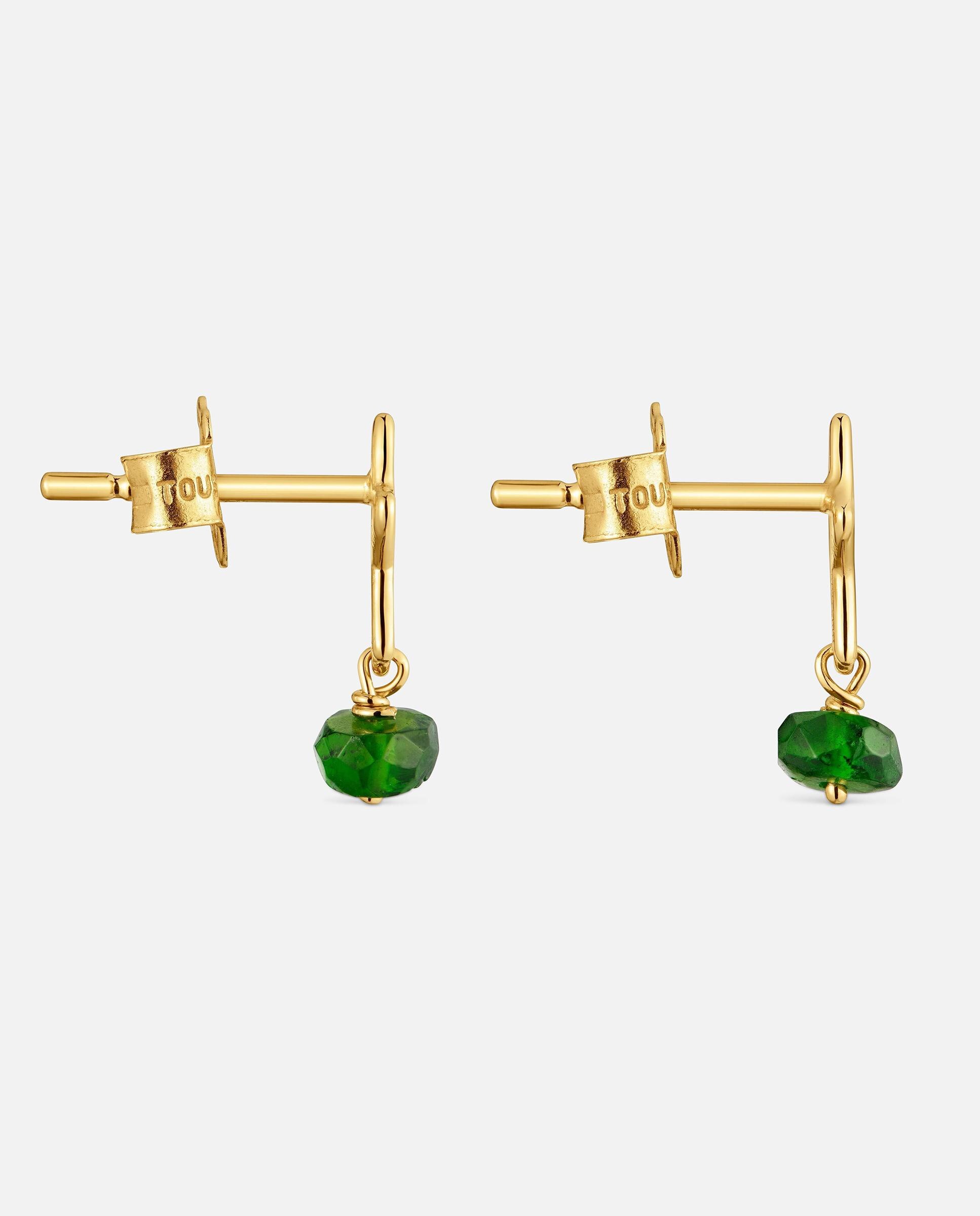 Brincos Estrela de Ouro 9 Kt e Cromodiópsido Silhueta Verde-2