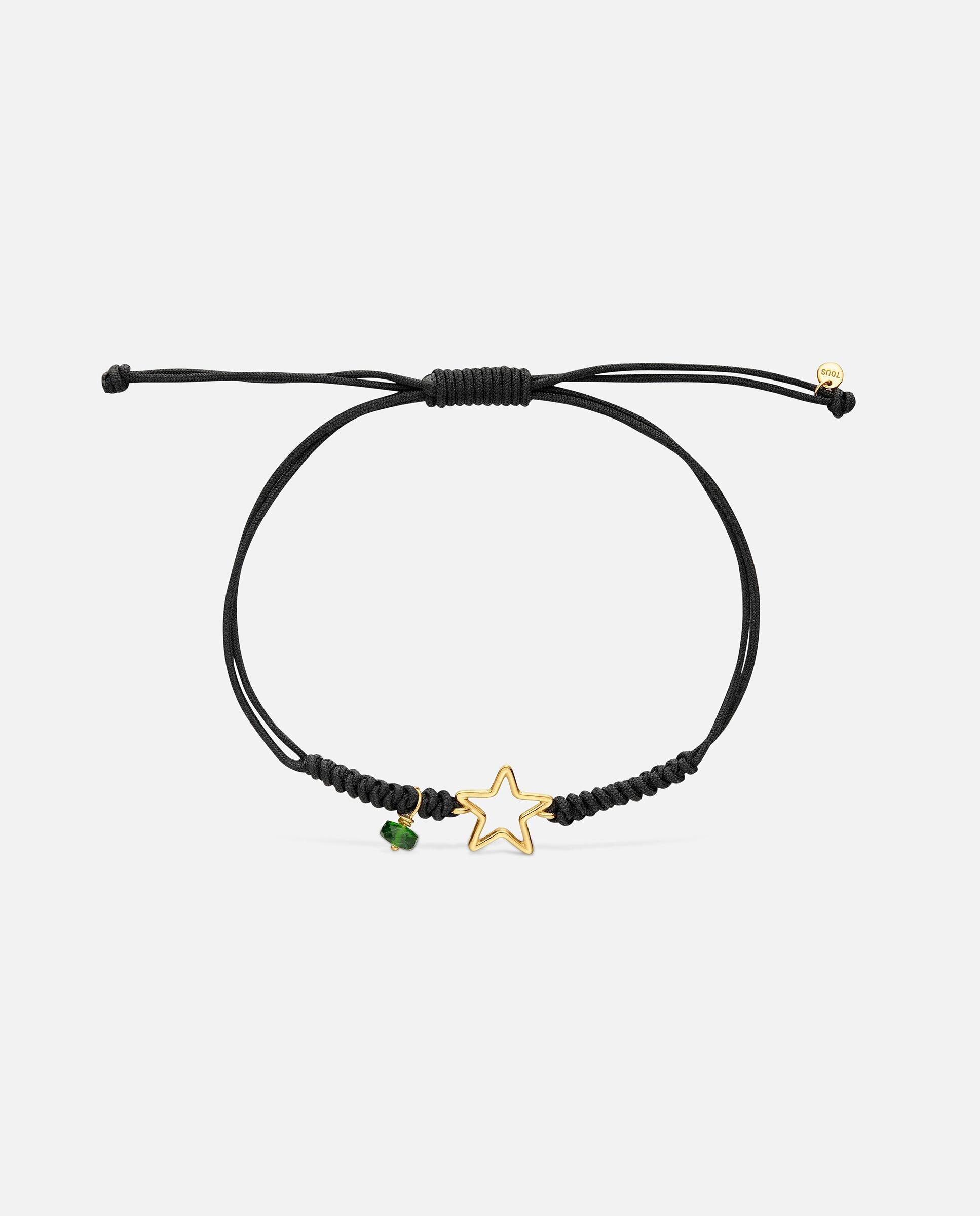 Pulseira Estrela de Ouro 9 Kt, Cromodiópsido e Nylon Silueta Verde-2