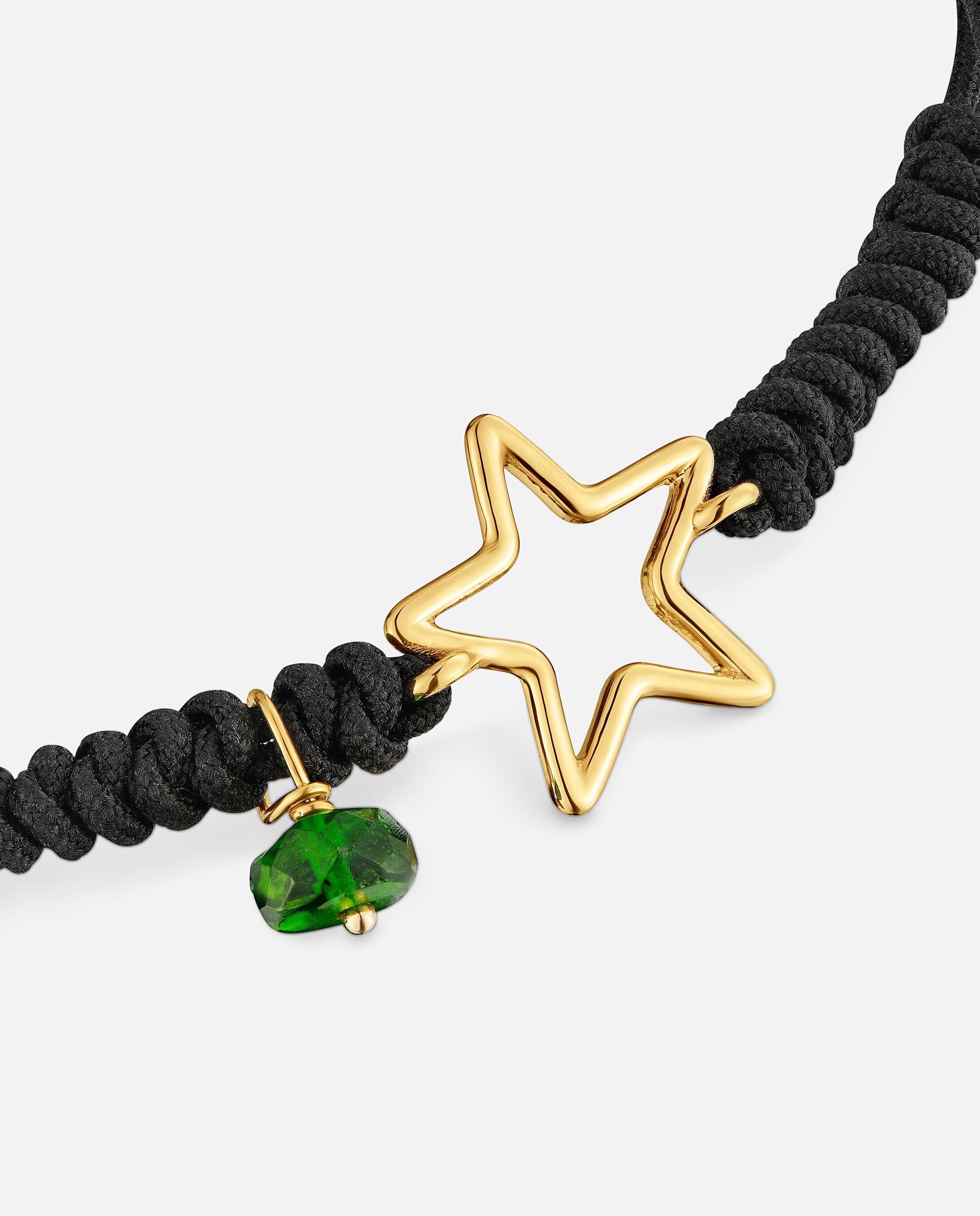 Pulseira Estrela de Ouro 9 Kt, Cromodiópsido e Nylon Silueta Verde-3