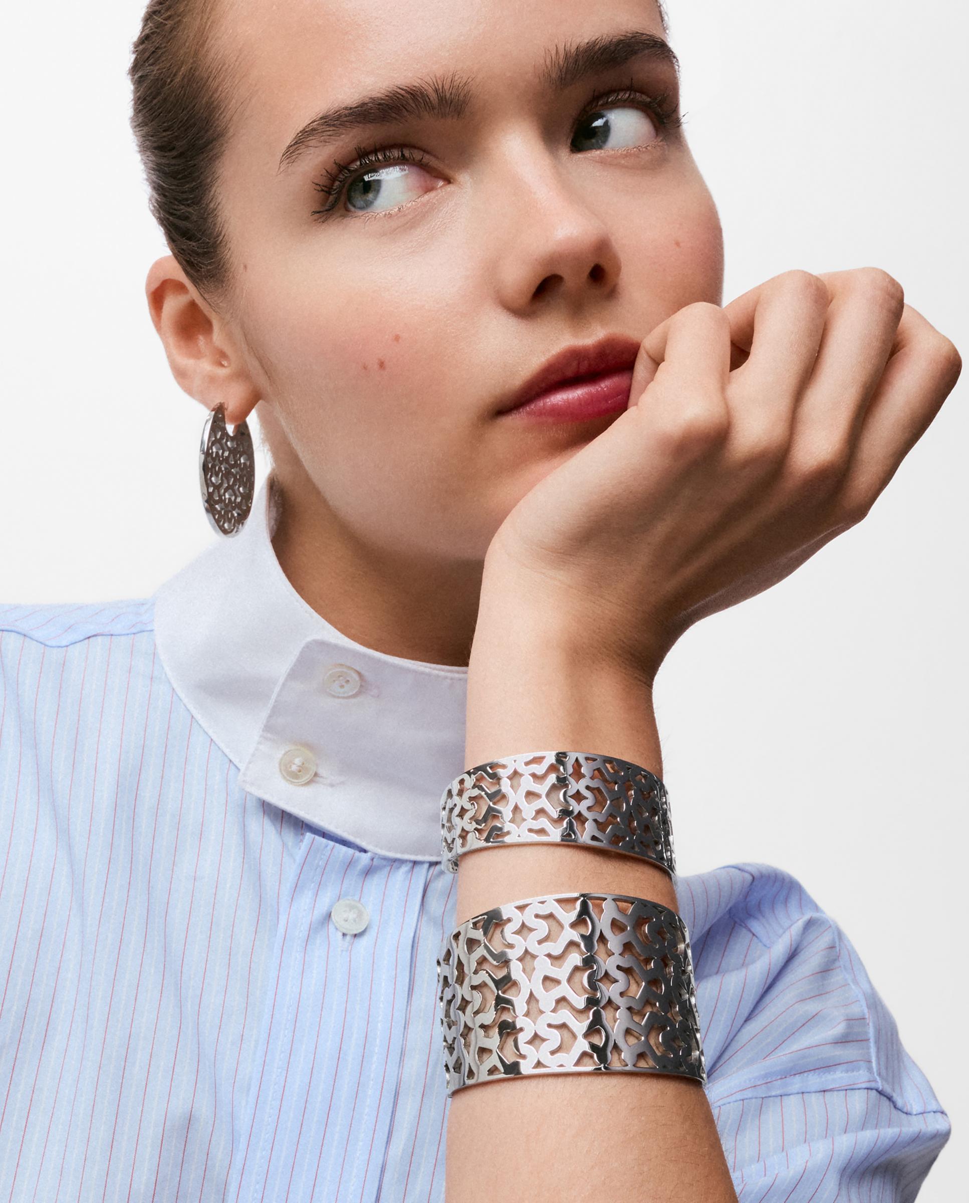 Bracelete de Aço 25 Mm Kaos Prateado-5