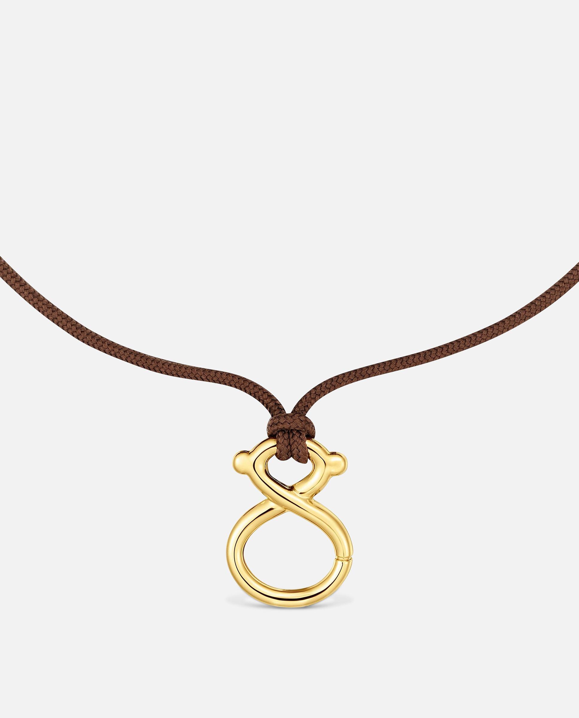 Colar com Banho de Ouro 18 Kt Sobre Prata e Cordão Tous Infinity Castanho-2