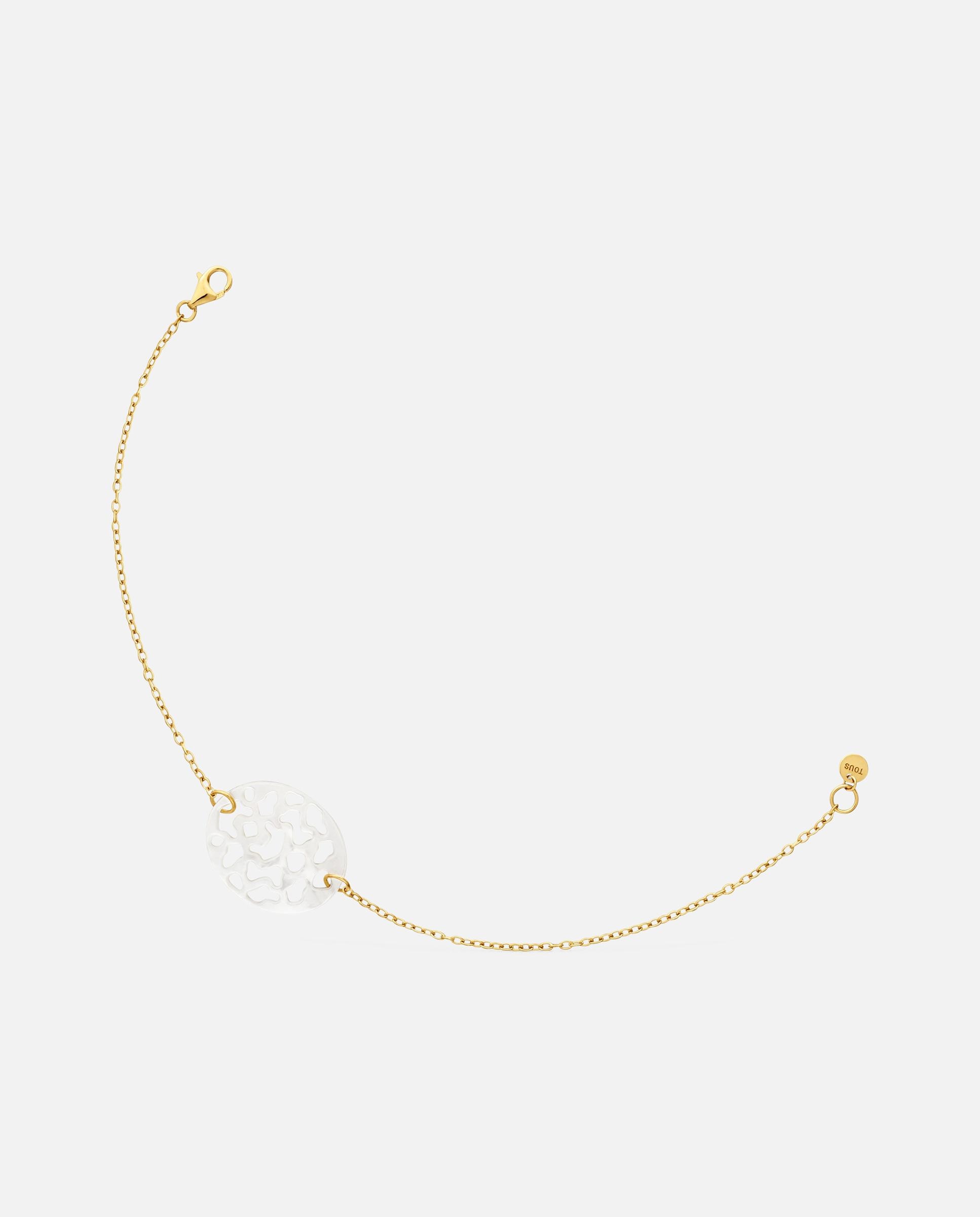 Imagem 0 de Pulseira de Corrente de Ouro 9 Kt e Madrepérola Kaos Nacar