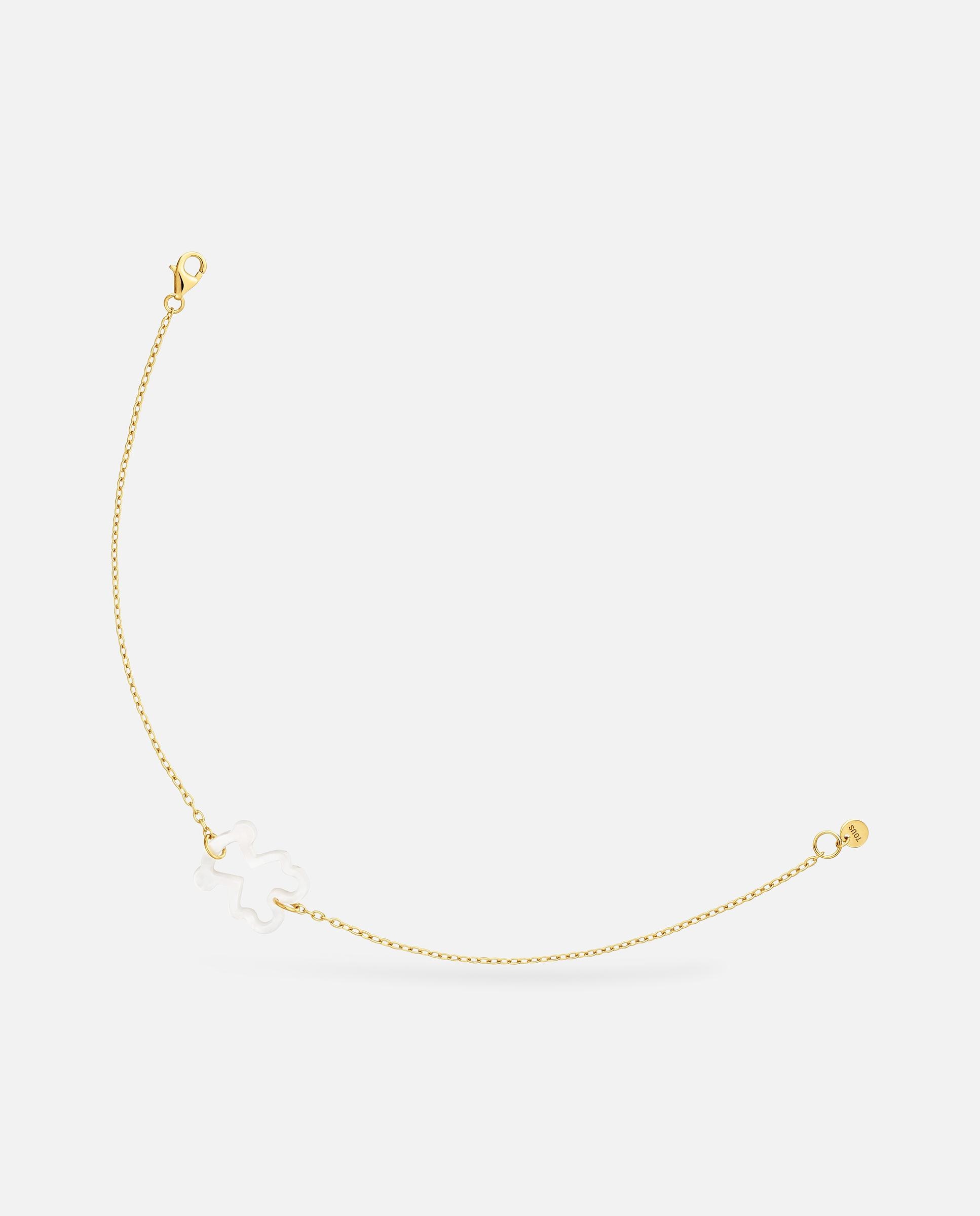 Imagem 0 de Pulseira de Corrente Urso de Ouro 9 Kt e Madrepérola Kaos Nacar