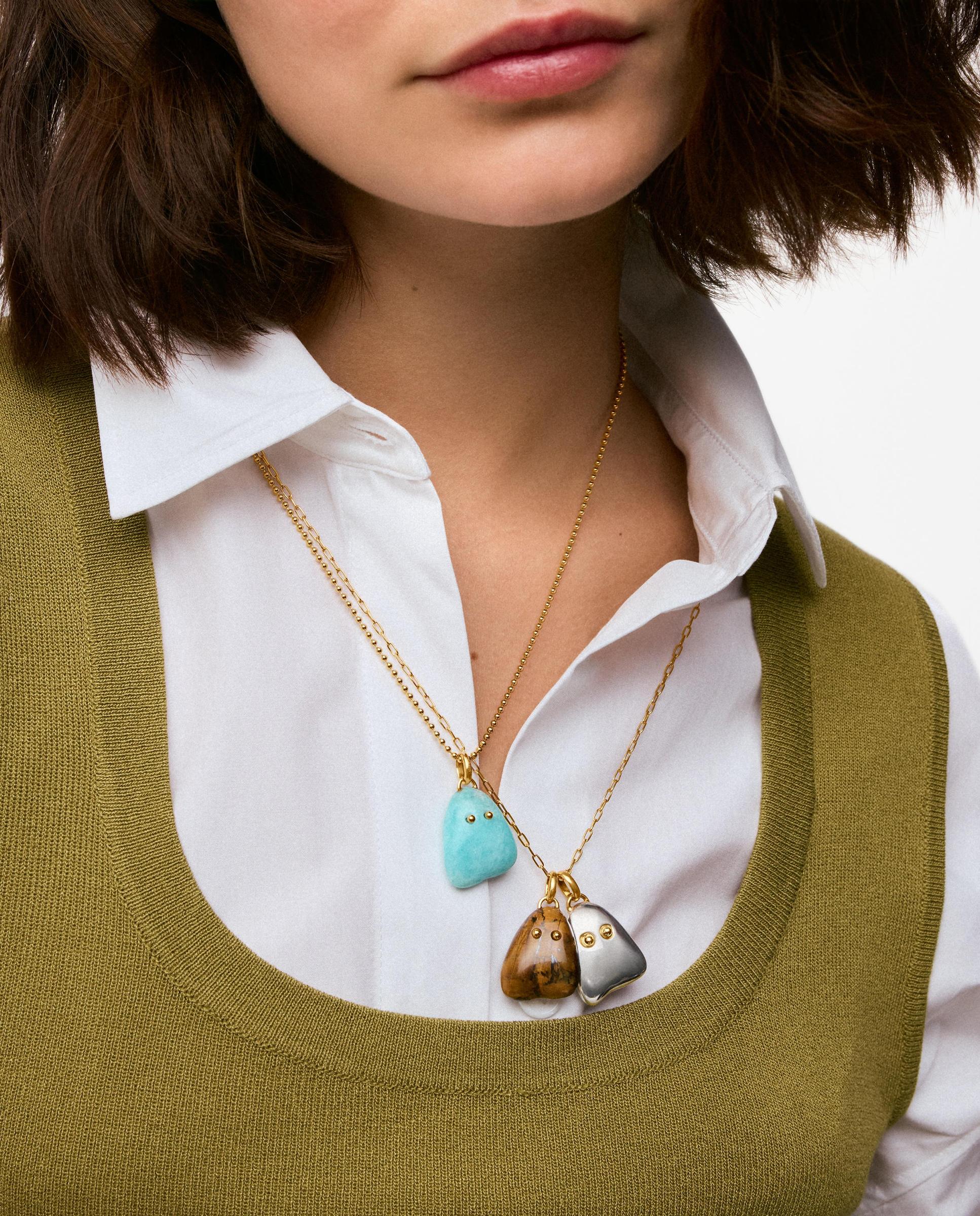 Pendente com Banho de Ouro 18 Kt Sobre Prata e Amazonita Tous Boo Azul-5