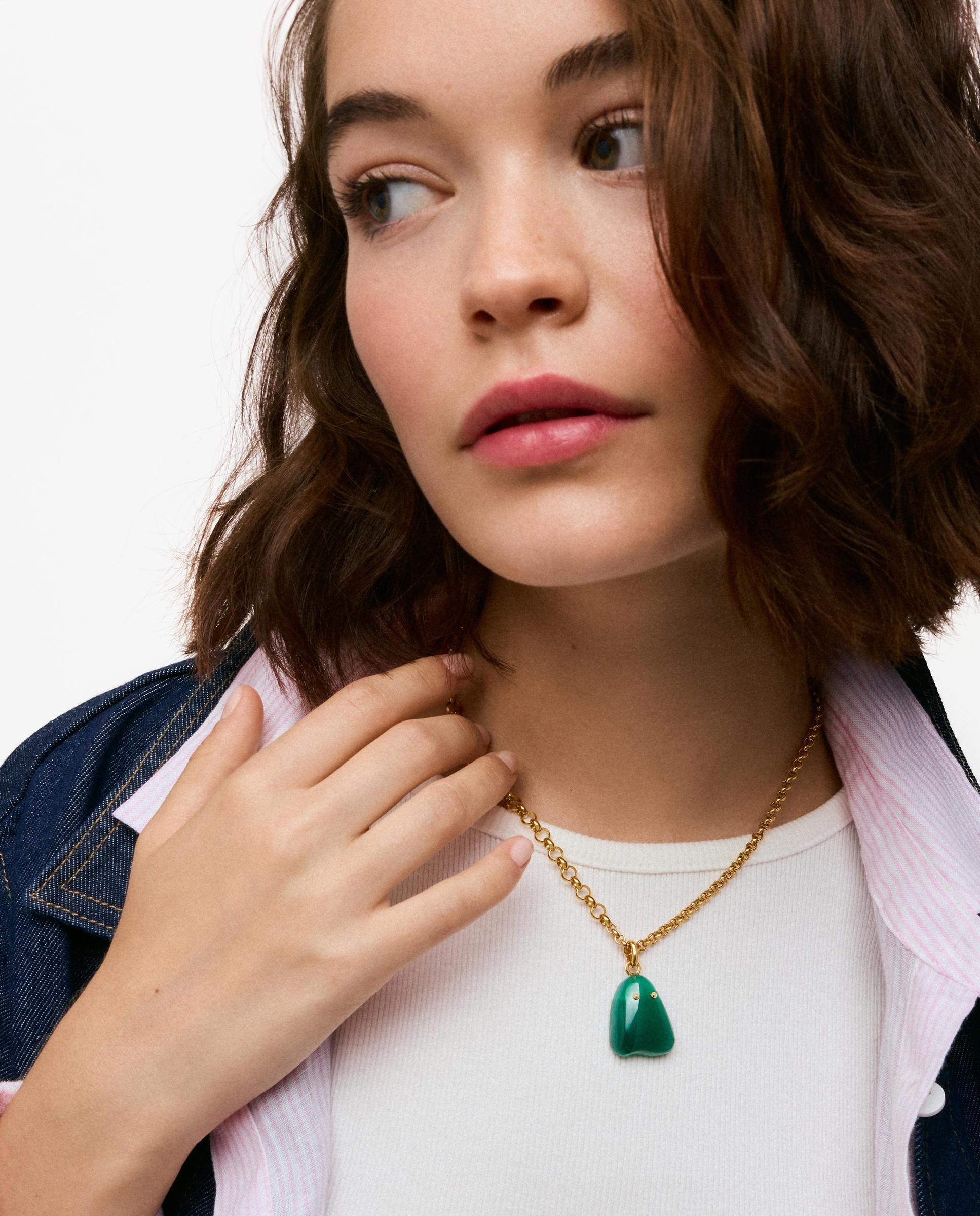 Pendente com Banho de Ouro 18 Kt Sobre Prata e Calcedônia Tous Boo Verde-4