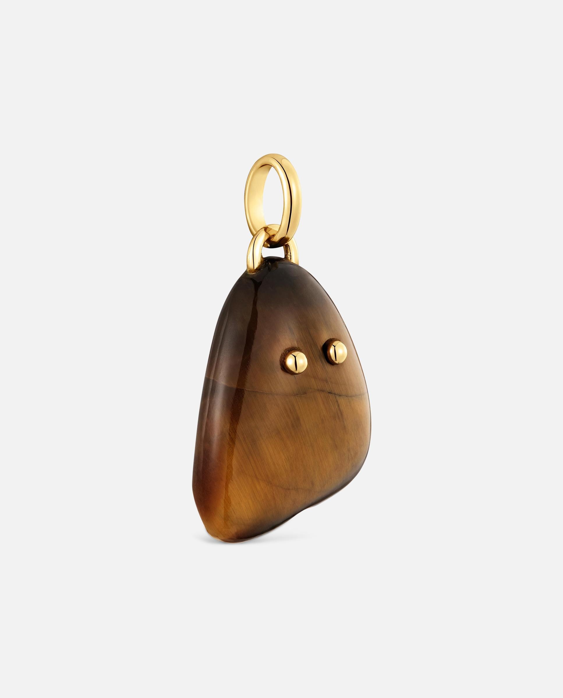 Pendente com Banho de Ouro 18 Kt Sobre Prata e Olho de Tigre Tous Boo Castanho-2