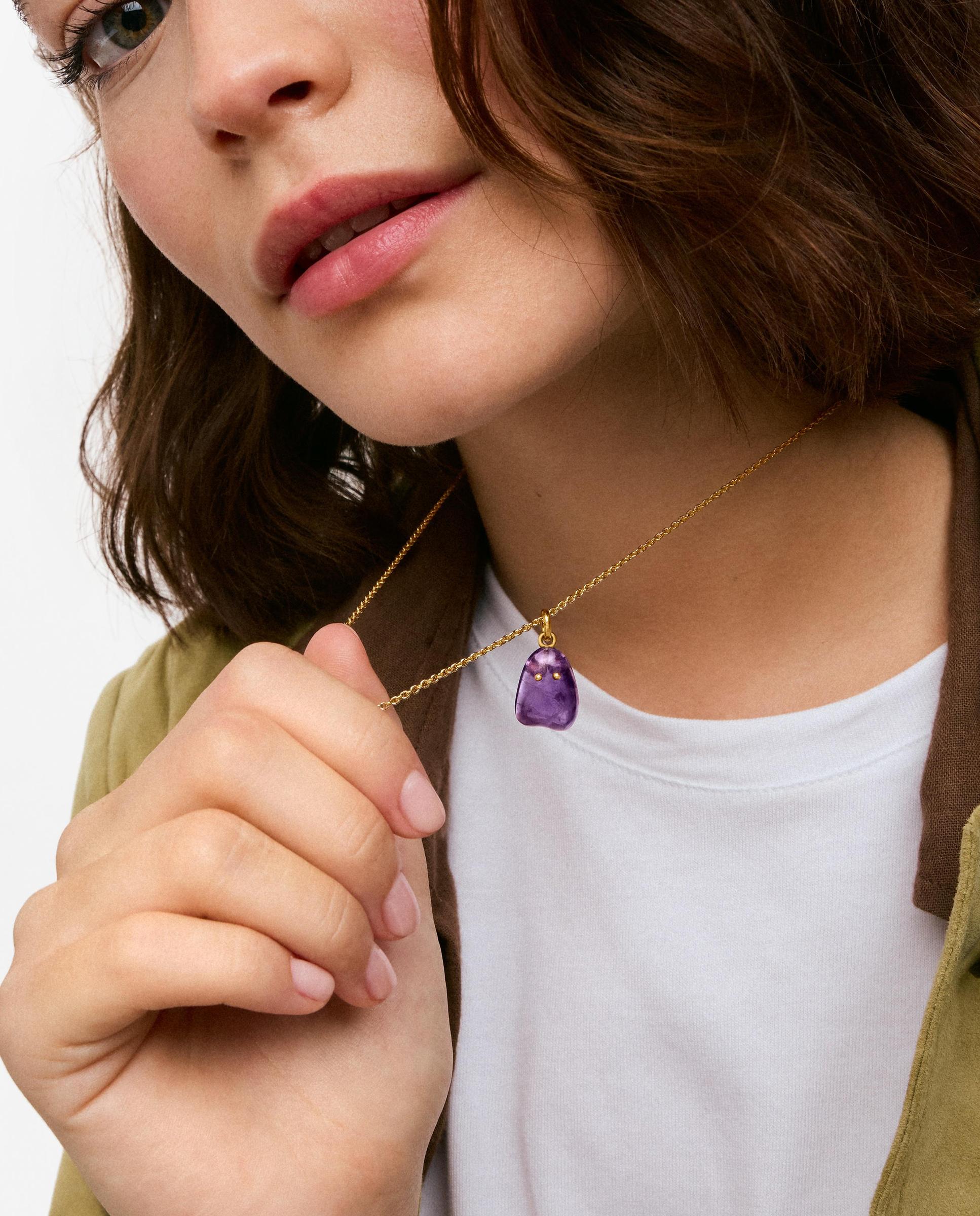 Corrente com Pingente com Banho de Ouro 18 Kt Sobre Prata e Ametista Tous Boo Roxo-5