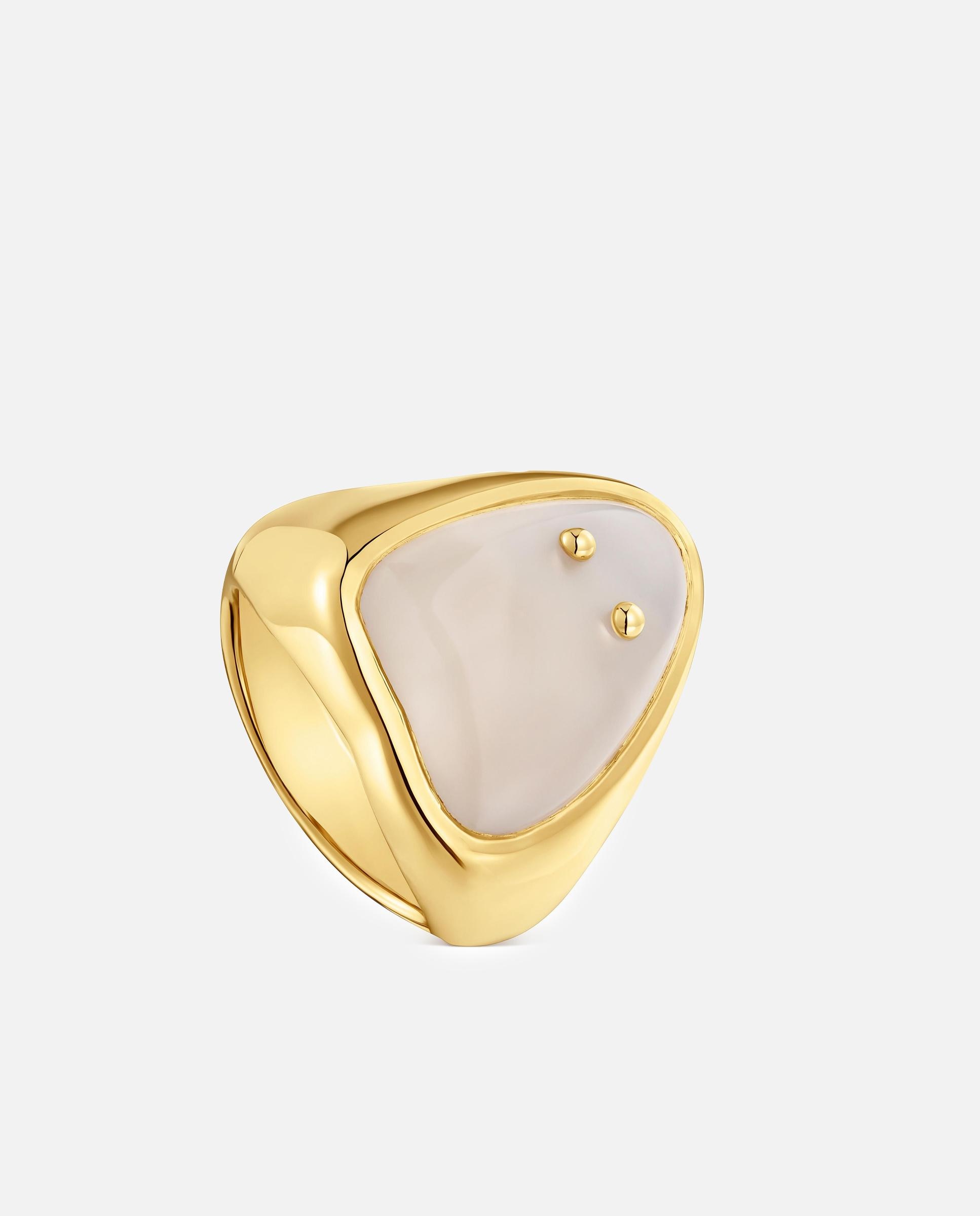 Imagem 0 de Anel Selo com Banho de Ouro 18 Kt Sobre Prata e Quartzo Tous Boo
