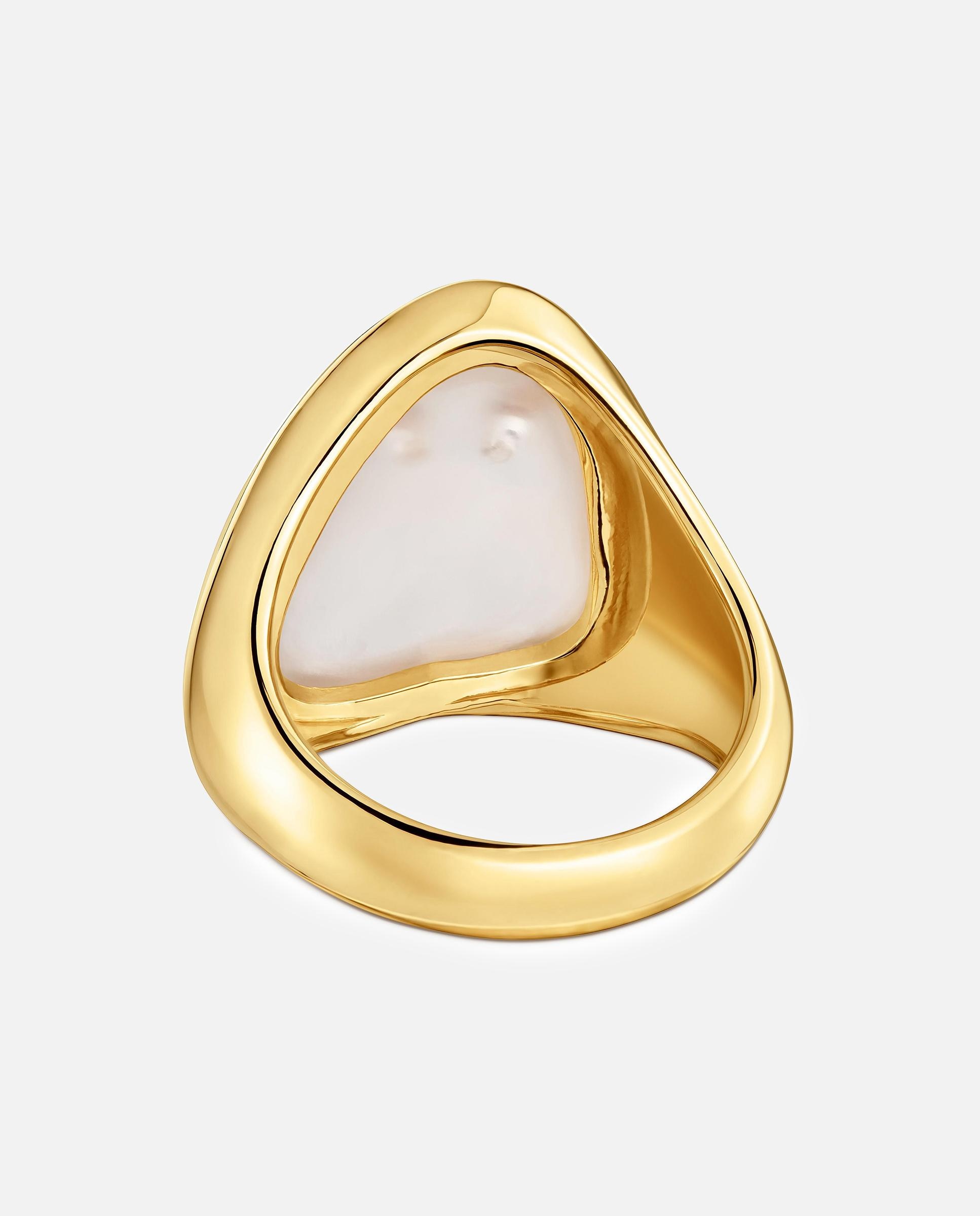 Anel Selo com Banho de Ouro 18 Kt Sobre Prata e Quartzo Tous Boo Cru-3