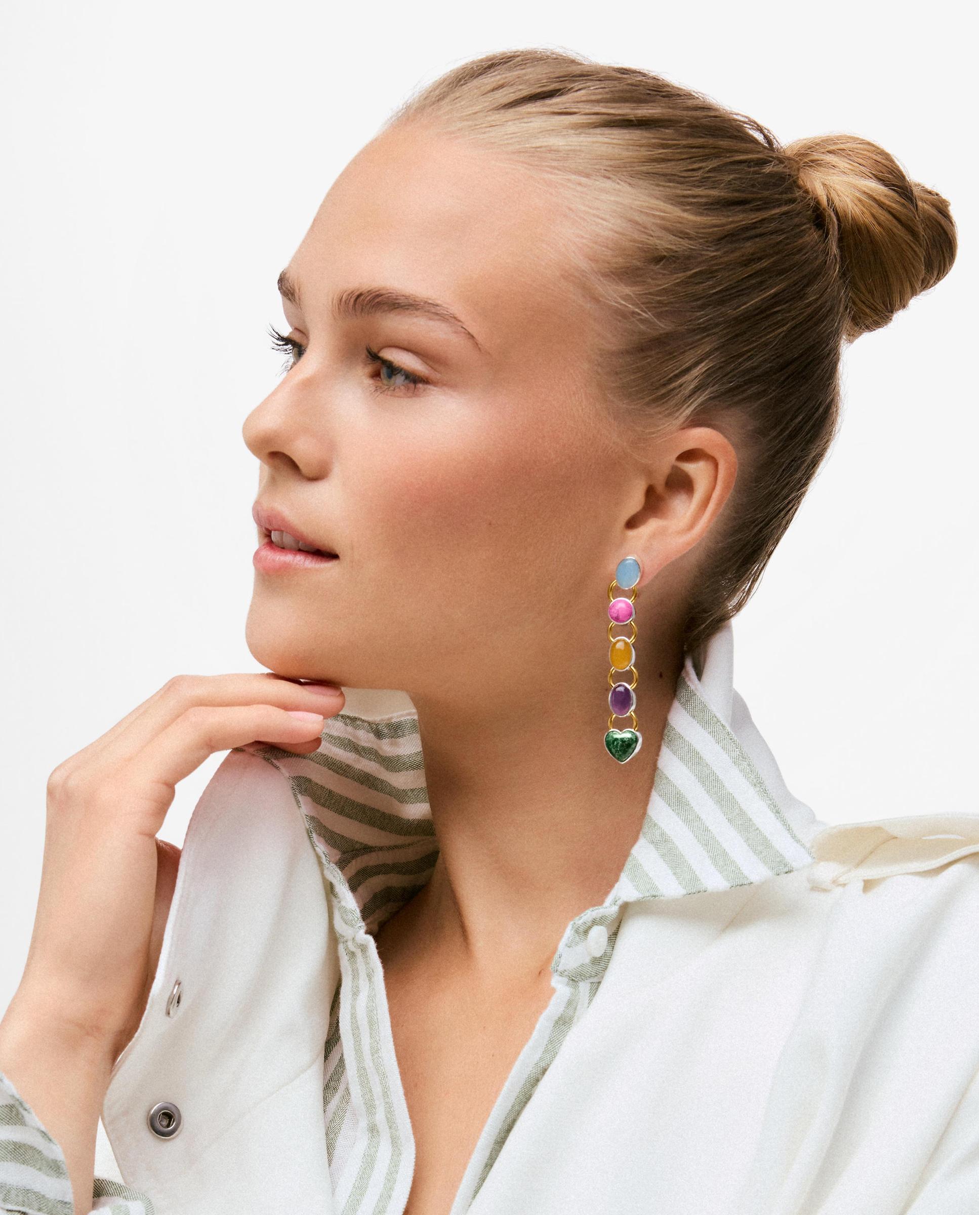 Brincos Bicolor Xl com Gemas Tous Gem Power Multicolor-4