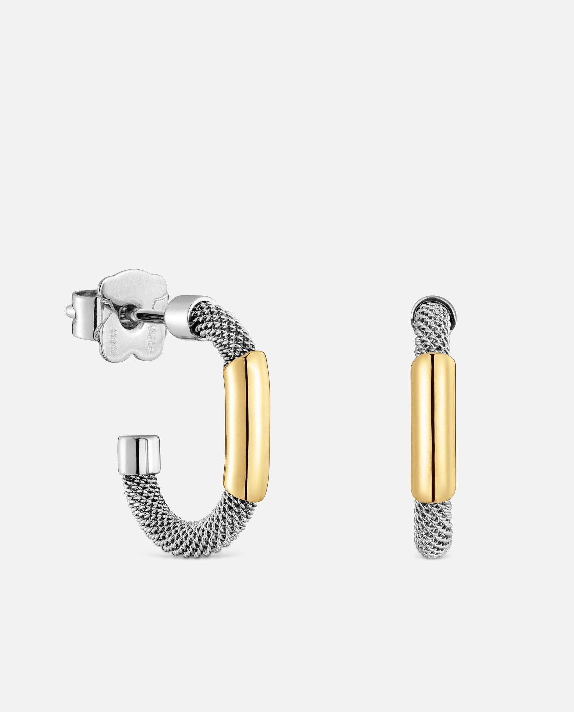 Imagem 0 de Brincos de Aro em Aço e Ouro 14 Kt Tous Unlock