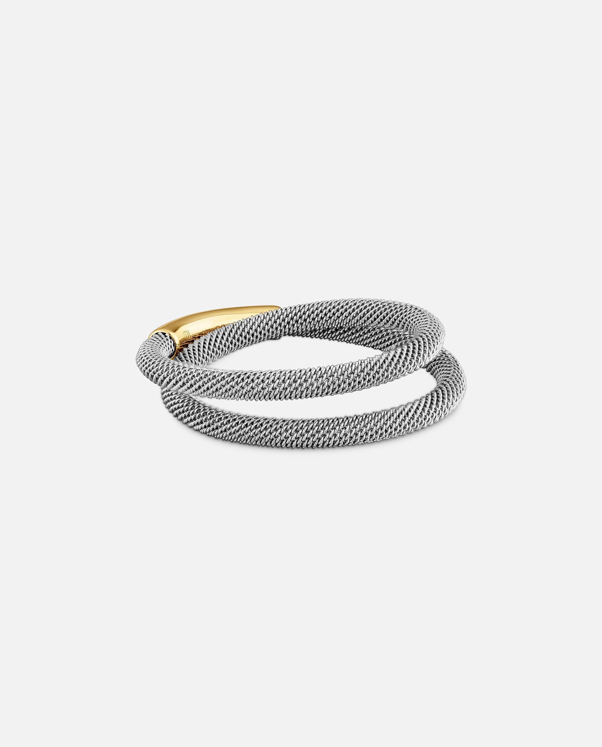 Anel Duplo de Aço e Ouro 14 Kt Tous Unlock Bicolor-3