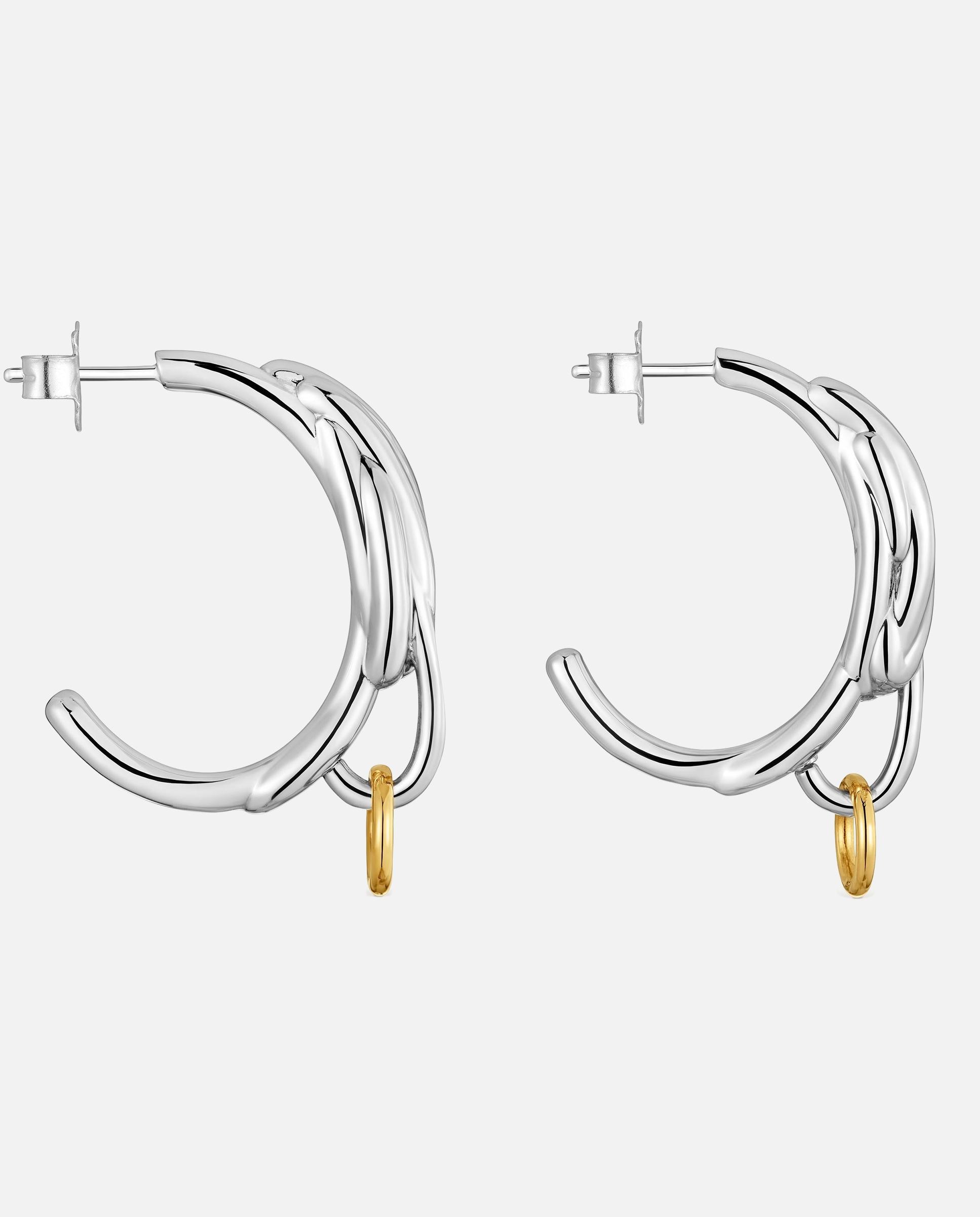 Brincos de Argola com Banho de Ouro 18 Kt Tous Lia Bicolor-2