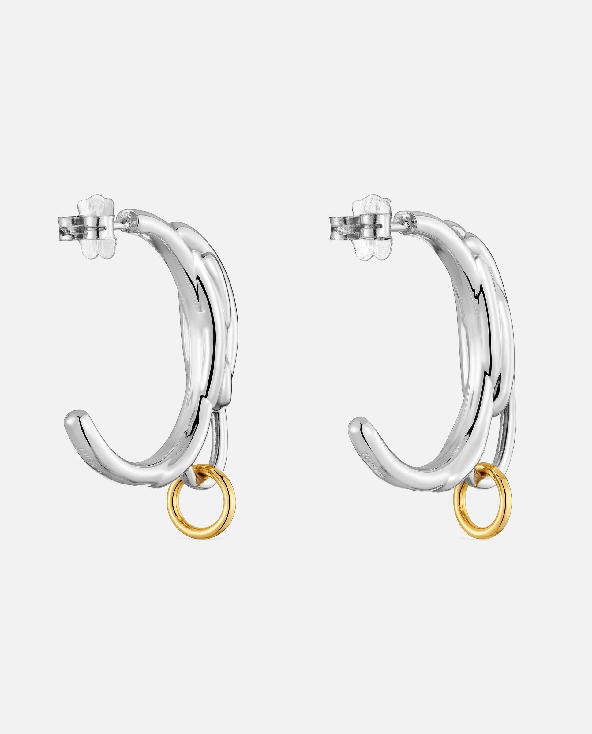 Brincos de Argola com Banho de Ouro 18 Kt Tous Lia Bicolor-3